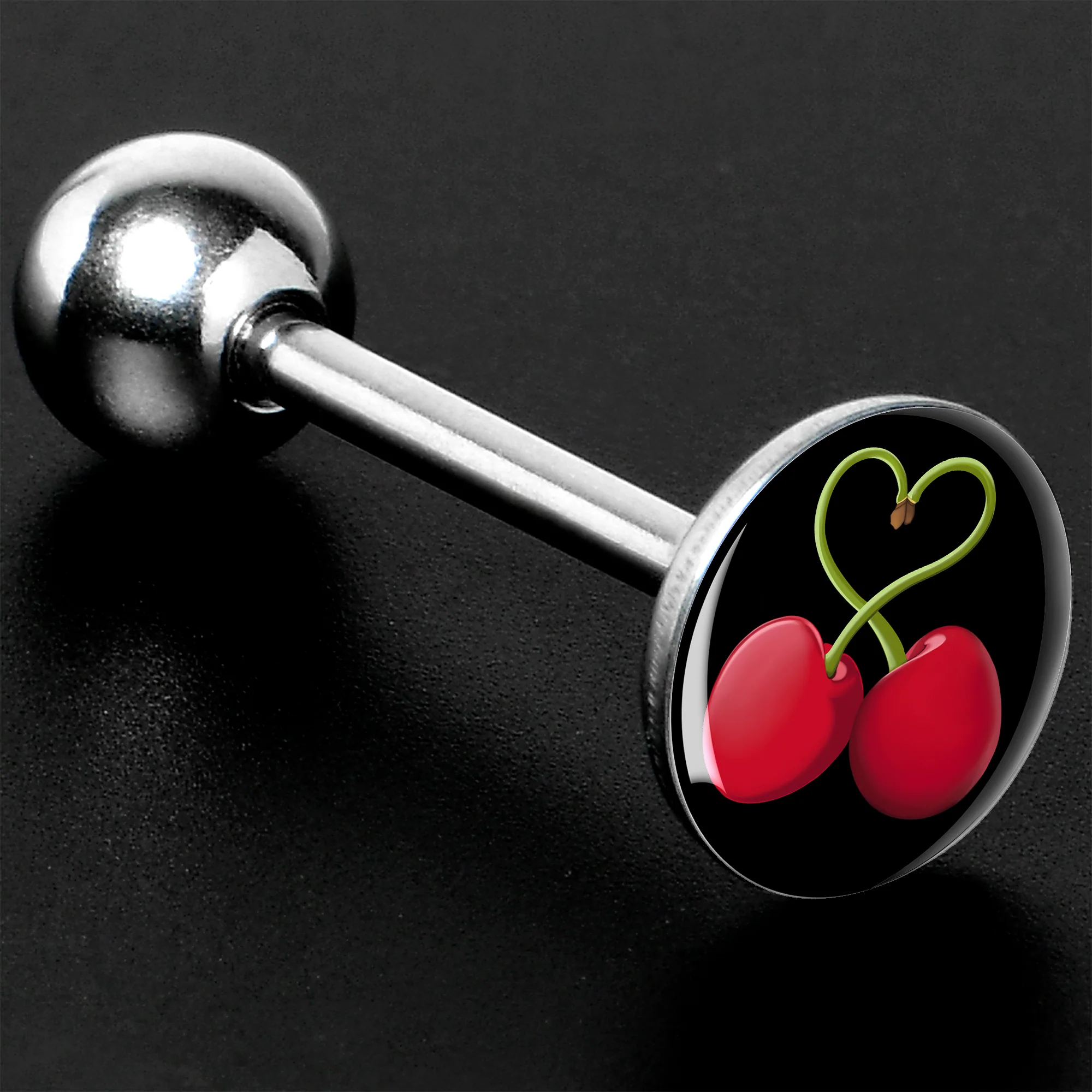 Cherry Heart Barbell Tongue Ring by Onyx O - Image 8