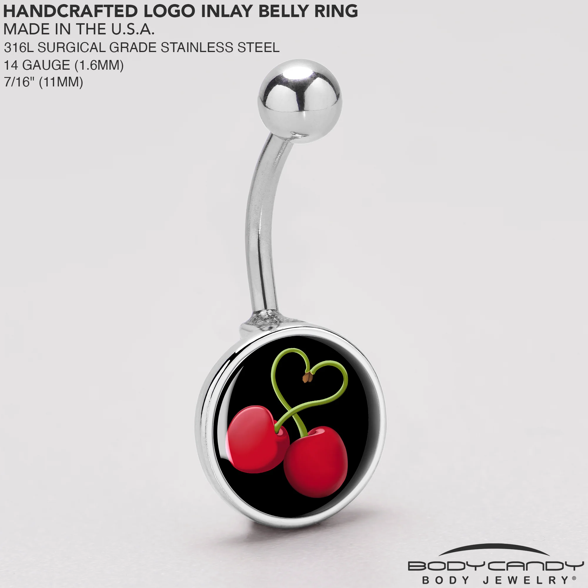 Cherry Heart Belly Ring by Onyx O - Image 5