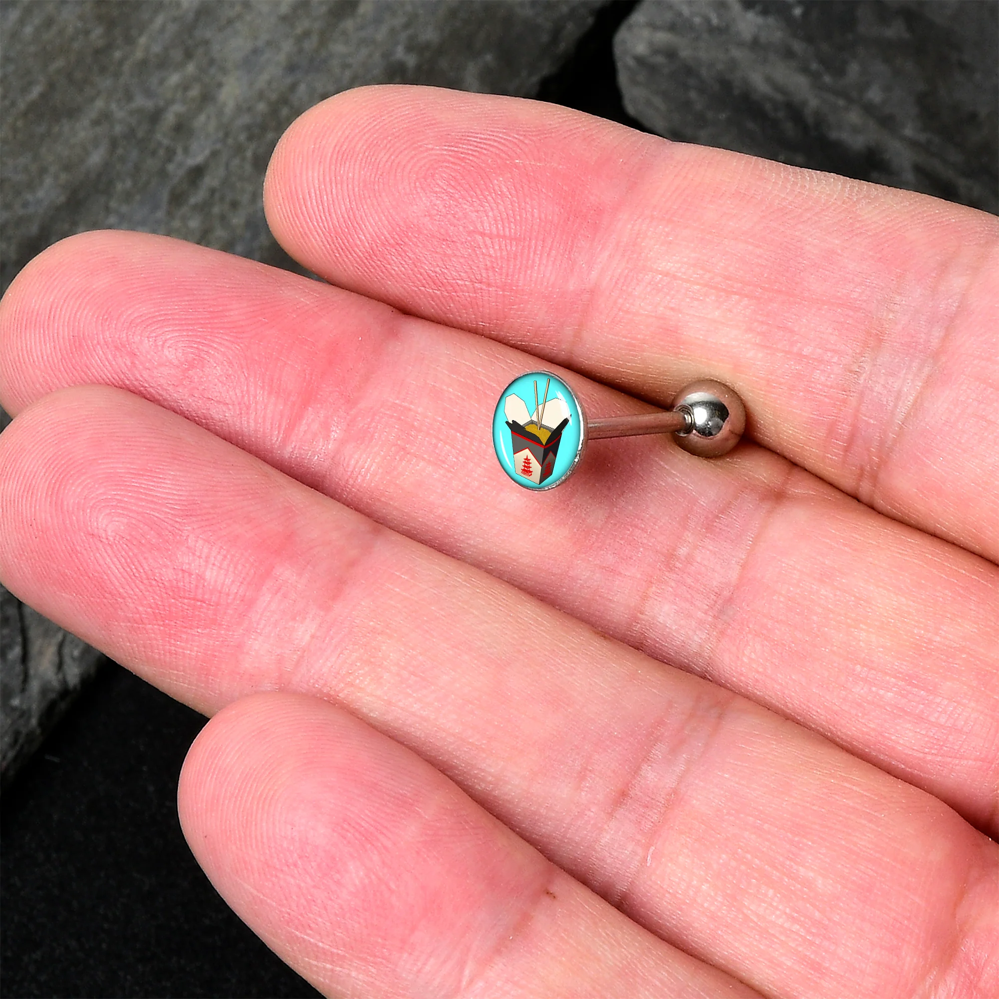 Chinese Take Out Barbell Tongue Ring by Onyx O - Image 2
