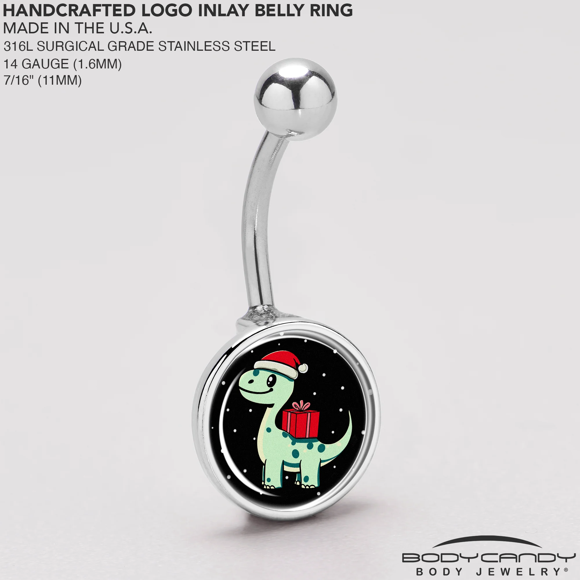 Christmas Holiday Dinosaur Belly Ring by Onyx O - Image 5