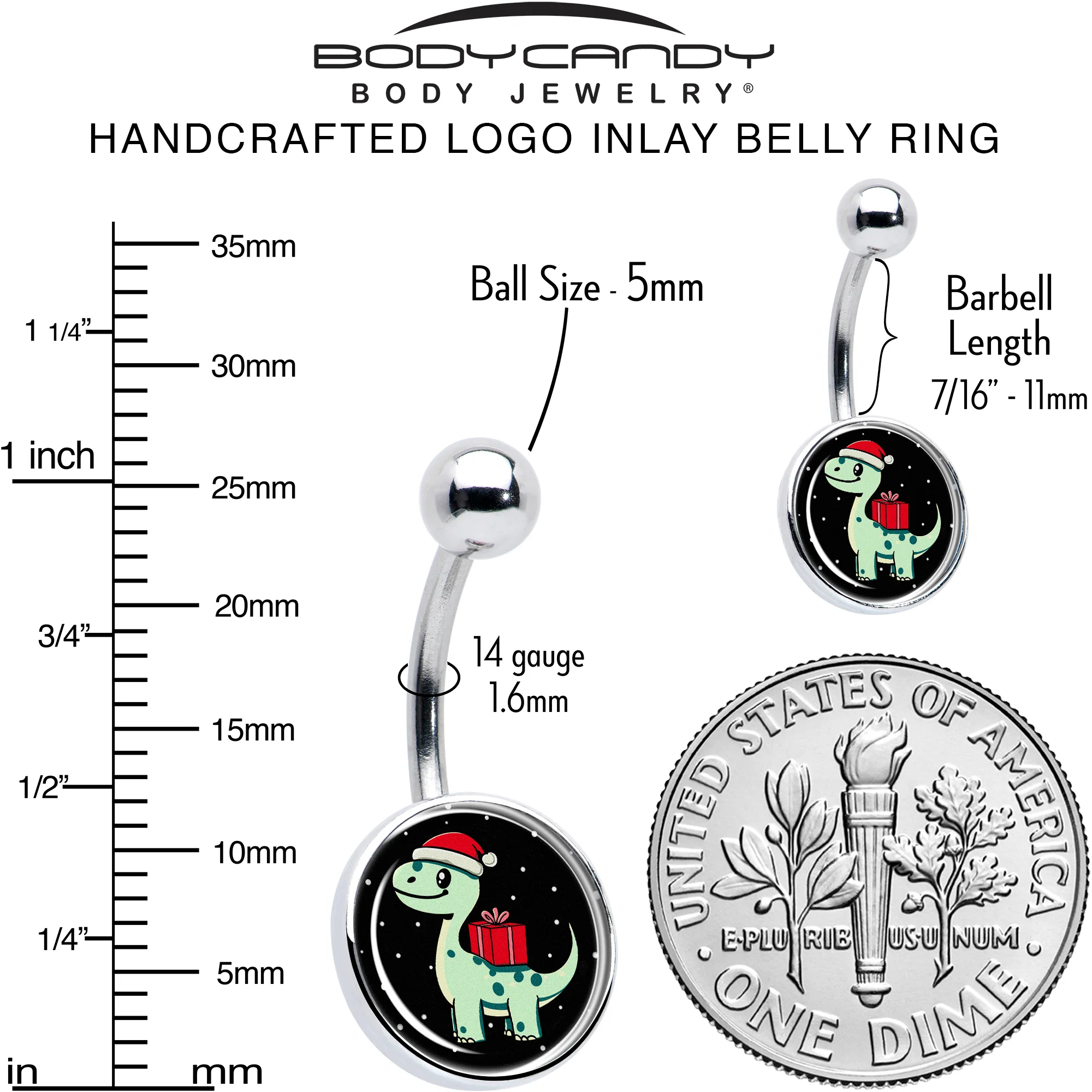 Christmas Holiday Dinosaur Belly Ring by Onyx O - Image 6