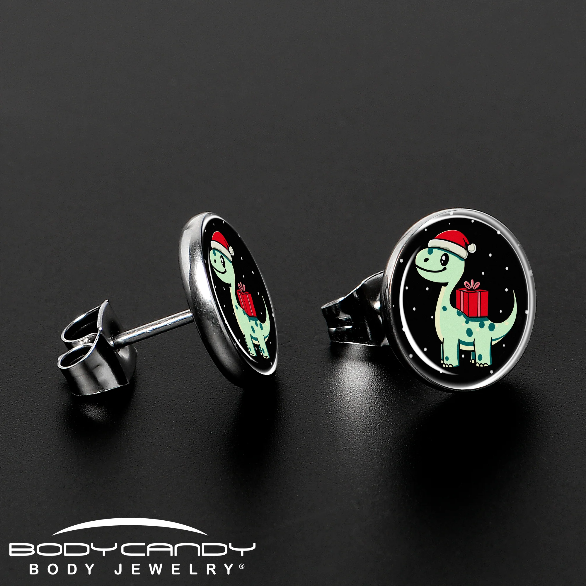 Christmas Holiday Dinosaur Stud Earrings by Onyx O - Image 3