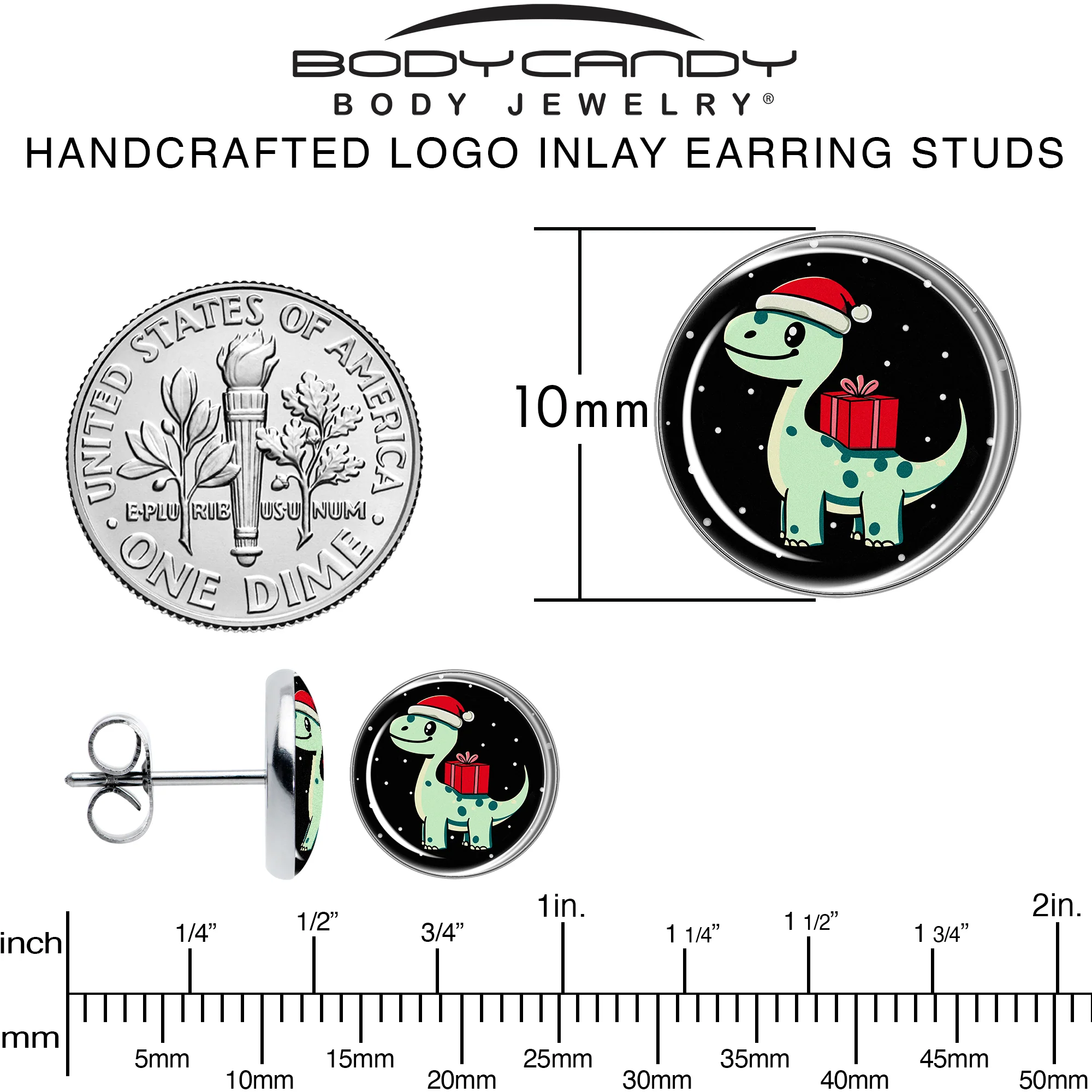Christmas Holiday Dinosaur Stud Earrings by Onyx O - Image 6