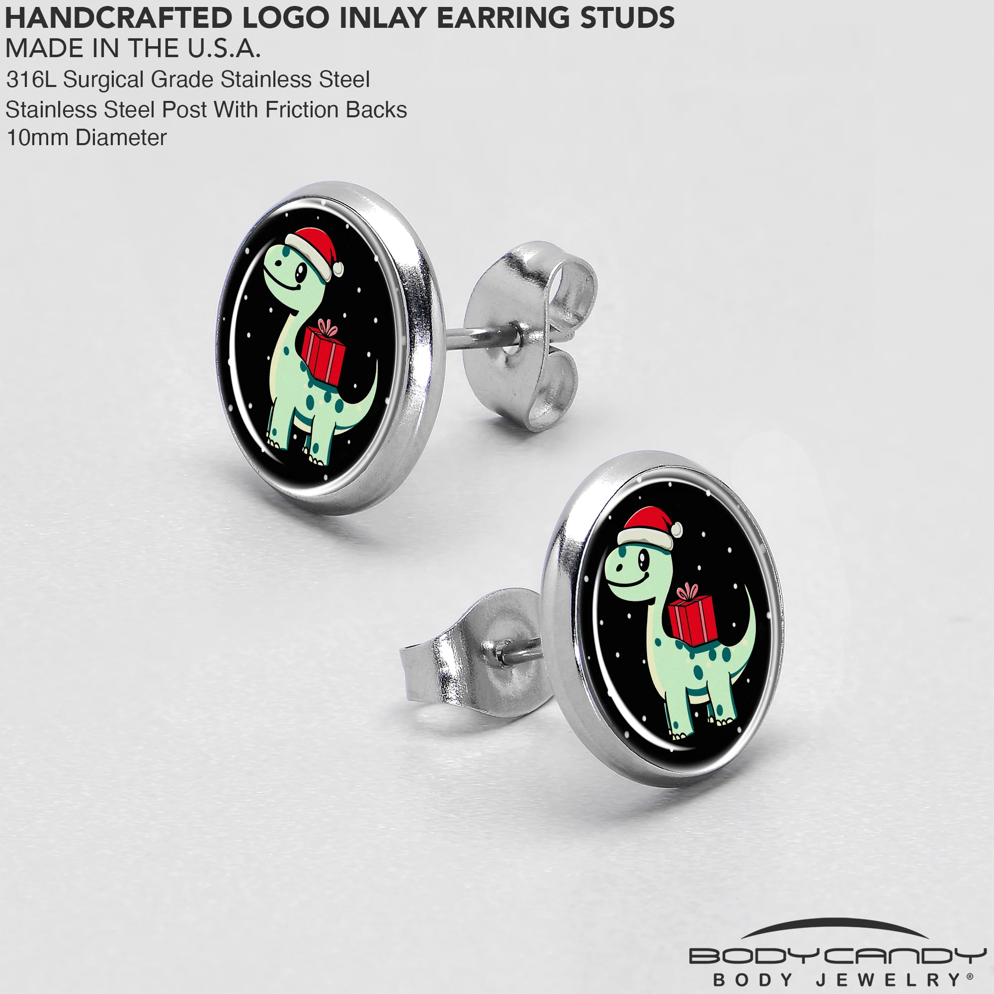 Christmas Holiday Dinosaur Stud Earrings by Onyx O - Image 7