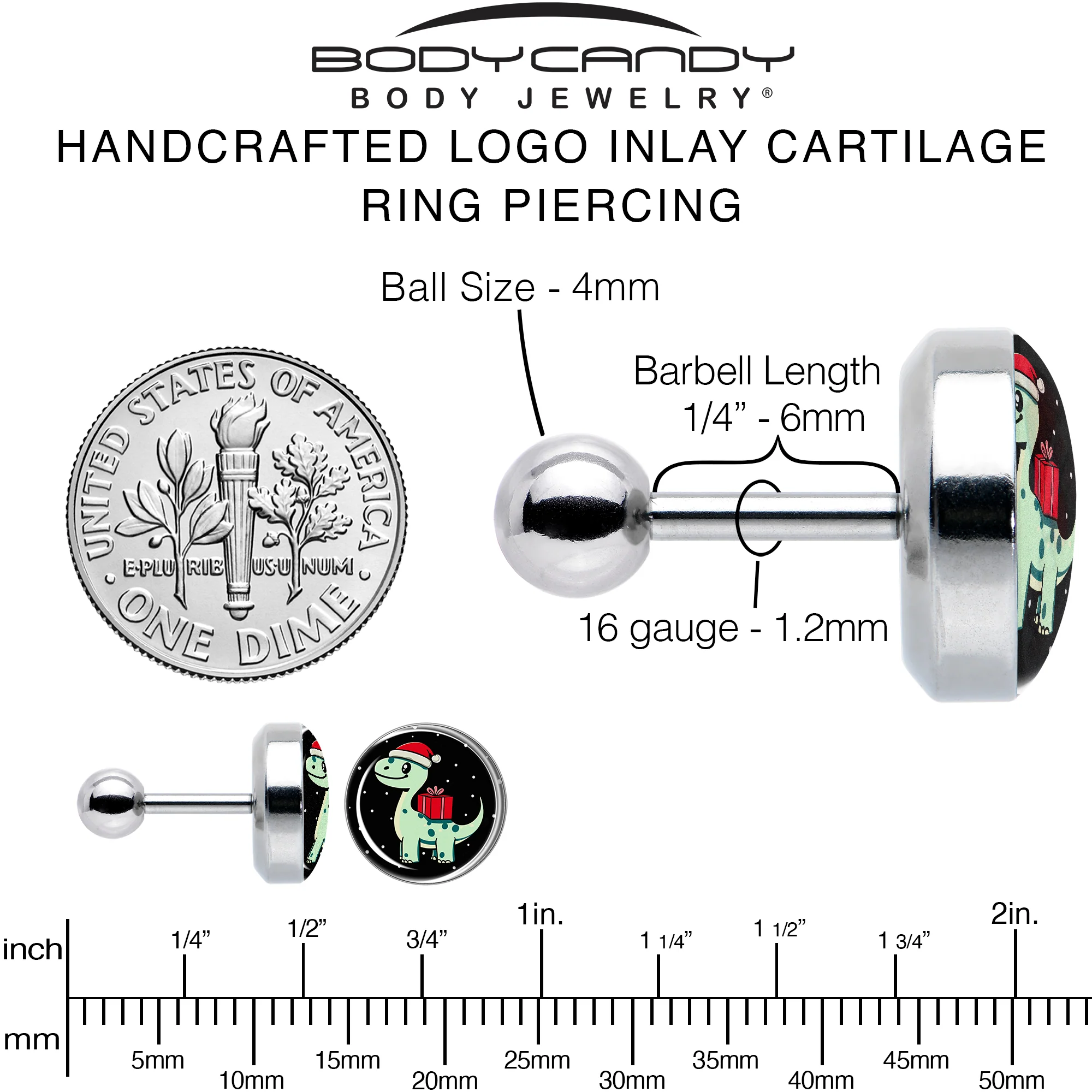 Christmas Holiday Dinosaur Tragus Cartilage Earring by Onyx O - Image 6