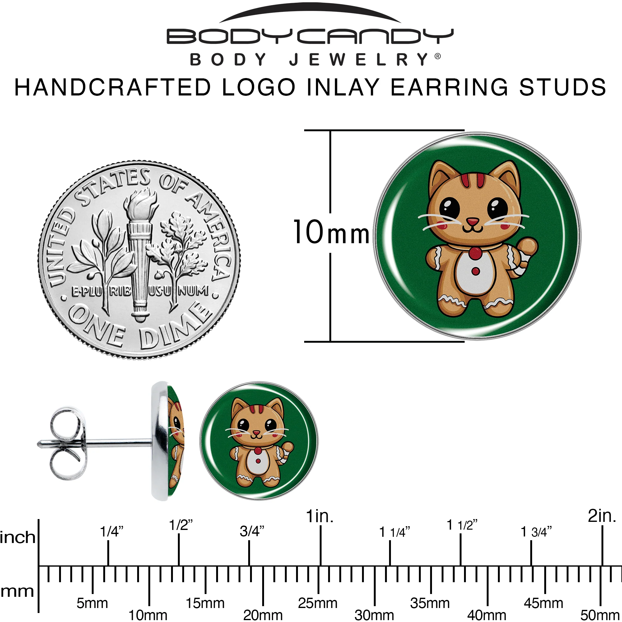 Christmas Holiday Gingerbrread Kitty Cat Stud Earrings by Onyx O - Image 6