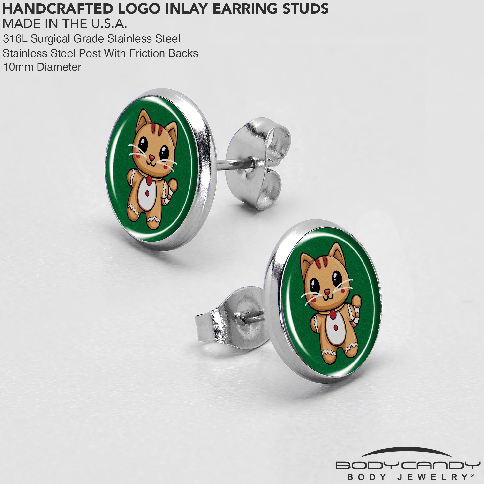 Christmas Holiday Gingerbrread Kitty Cat Stud Earrings by Onyx O - Image 7