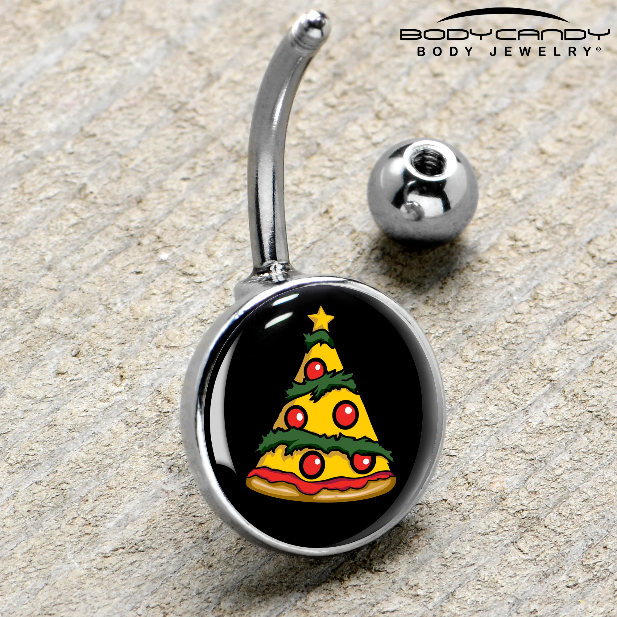 Christmas Holiday Pizza Tree Belly Ring by Onyx O - Image 4