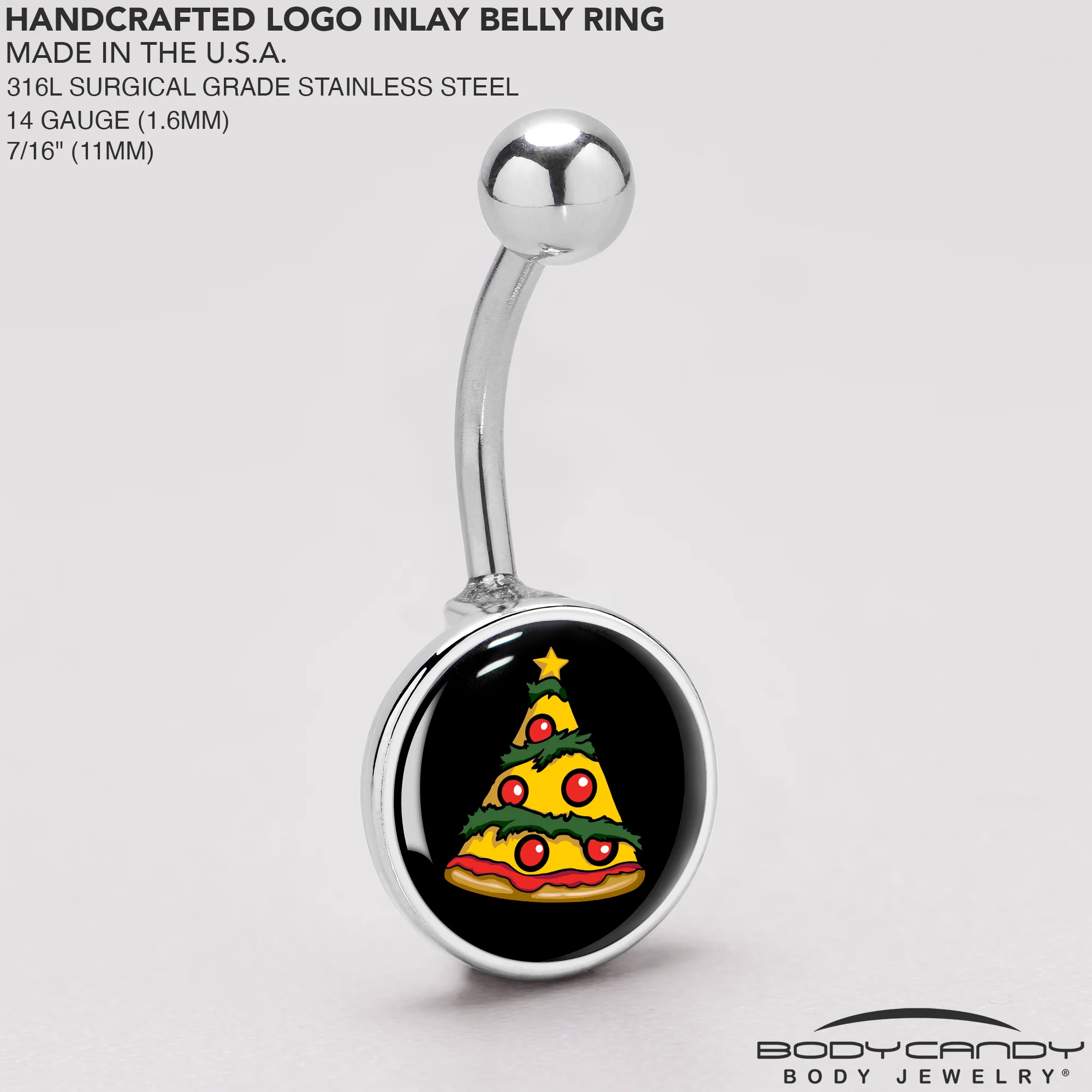 Christmas Holiday Pizza Tree Belly Ring by Onyx O - Image 5