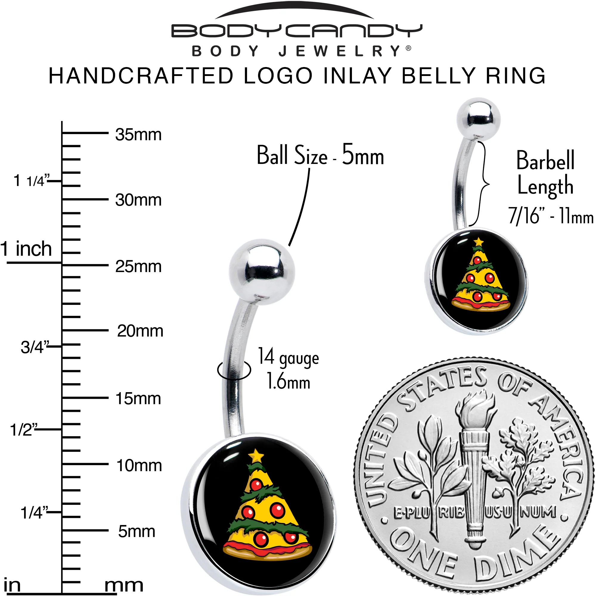Christmas Holiday Pizza Tree Belly Ring by Onyx O - Image 6