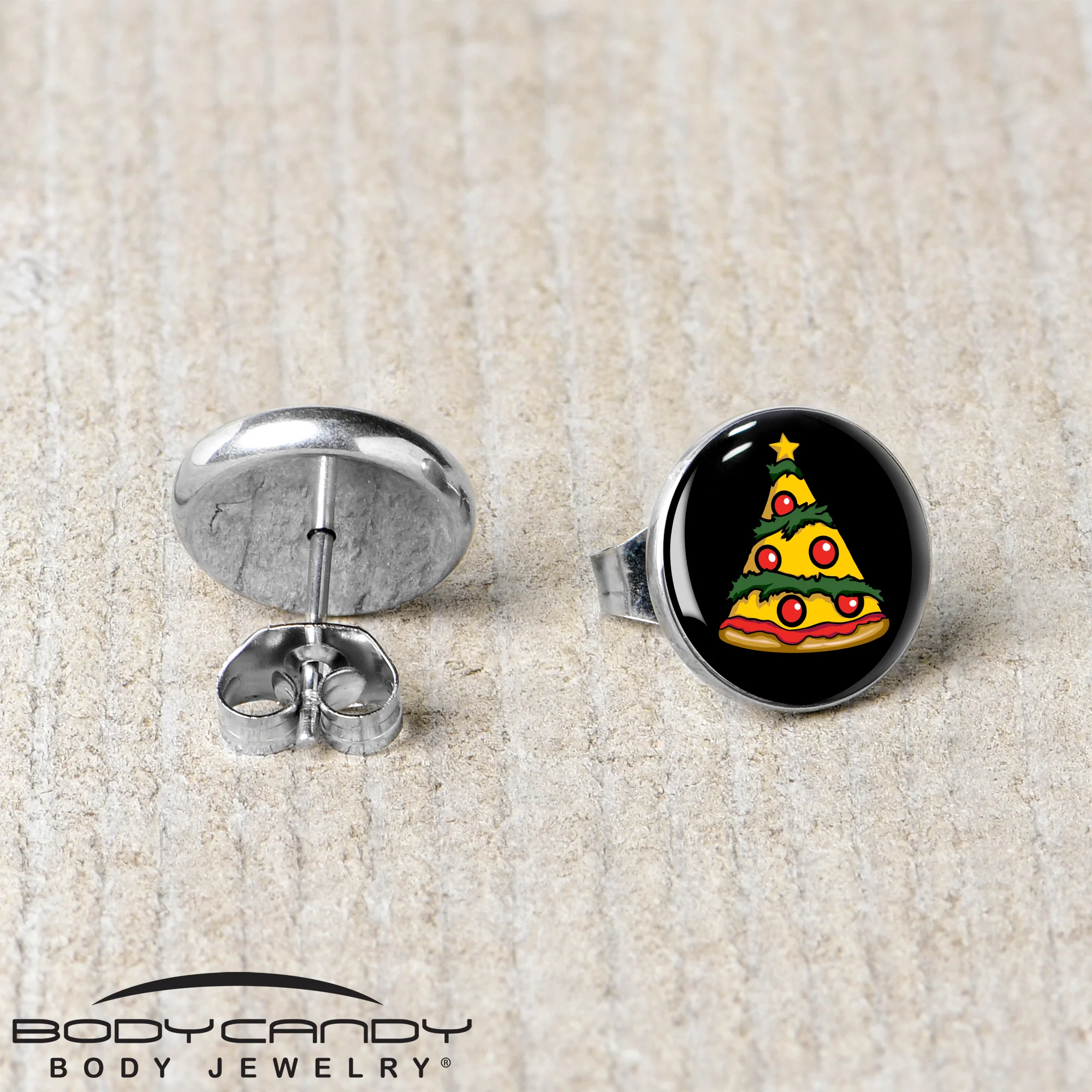 Christmas Holiday Pizza Tree Stud Earrings by Onyx O - Image 5