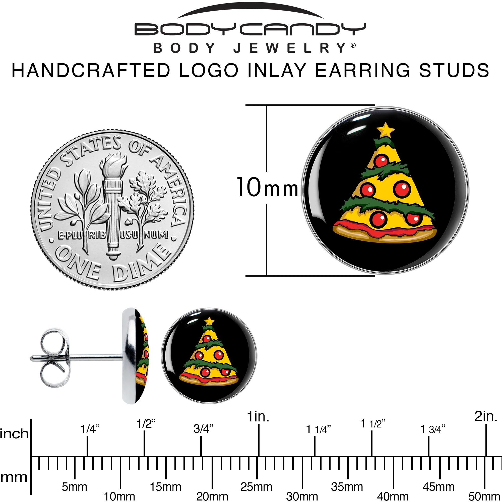Christmas Holiday Pizza Tree Stud Earrings by Onyx O - Image 6