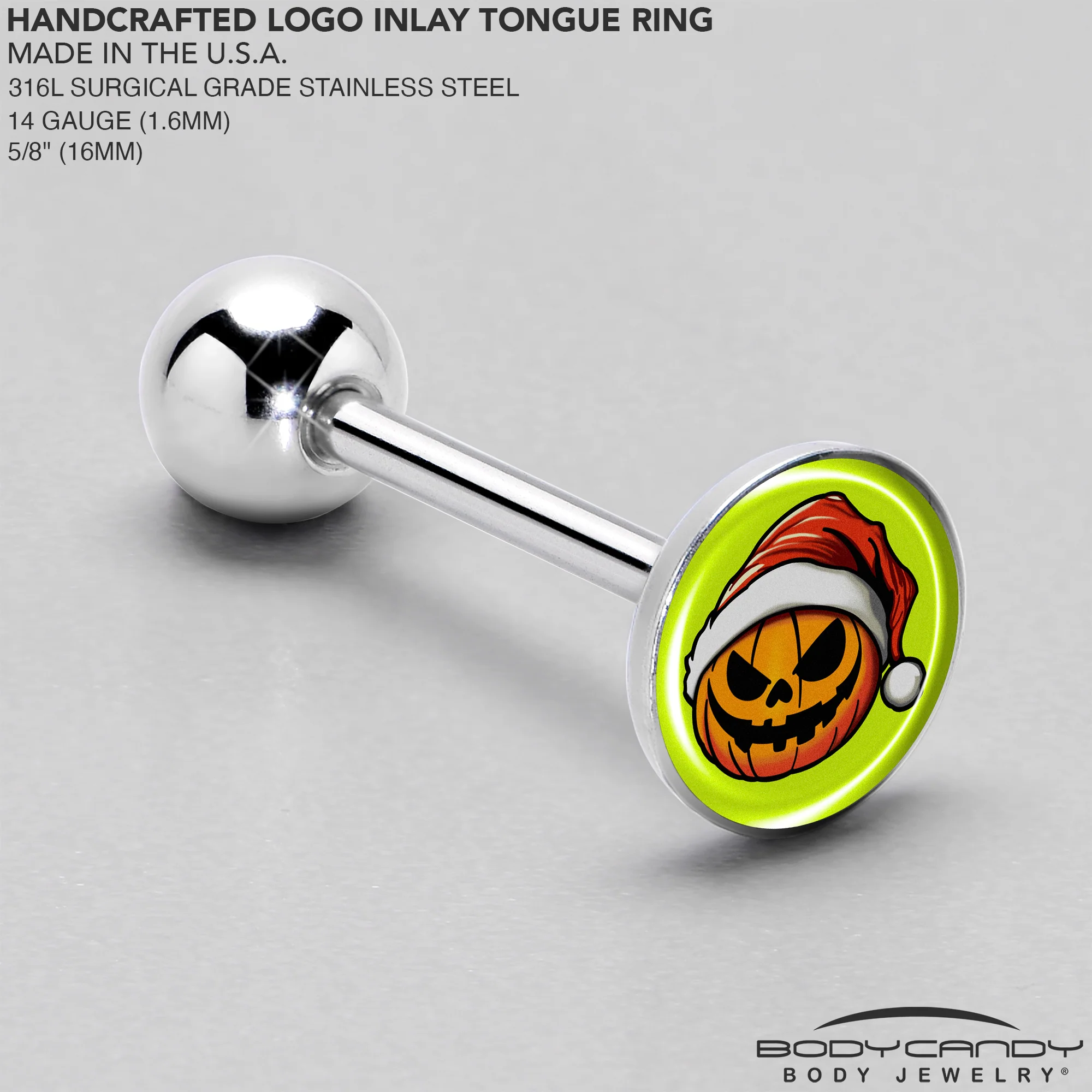 Christmas Holiday Santa Hat Pumpkin Barbell Tongue Ring by Onyx O - Image 4
