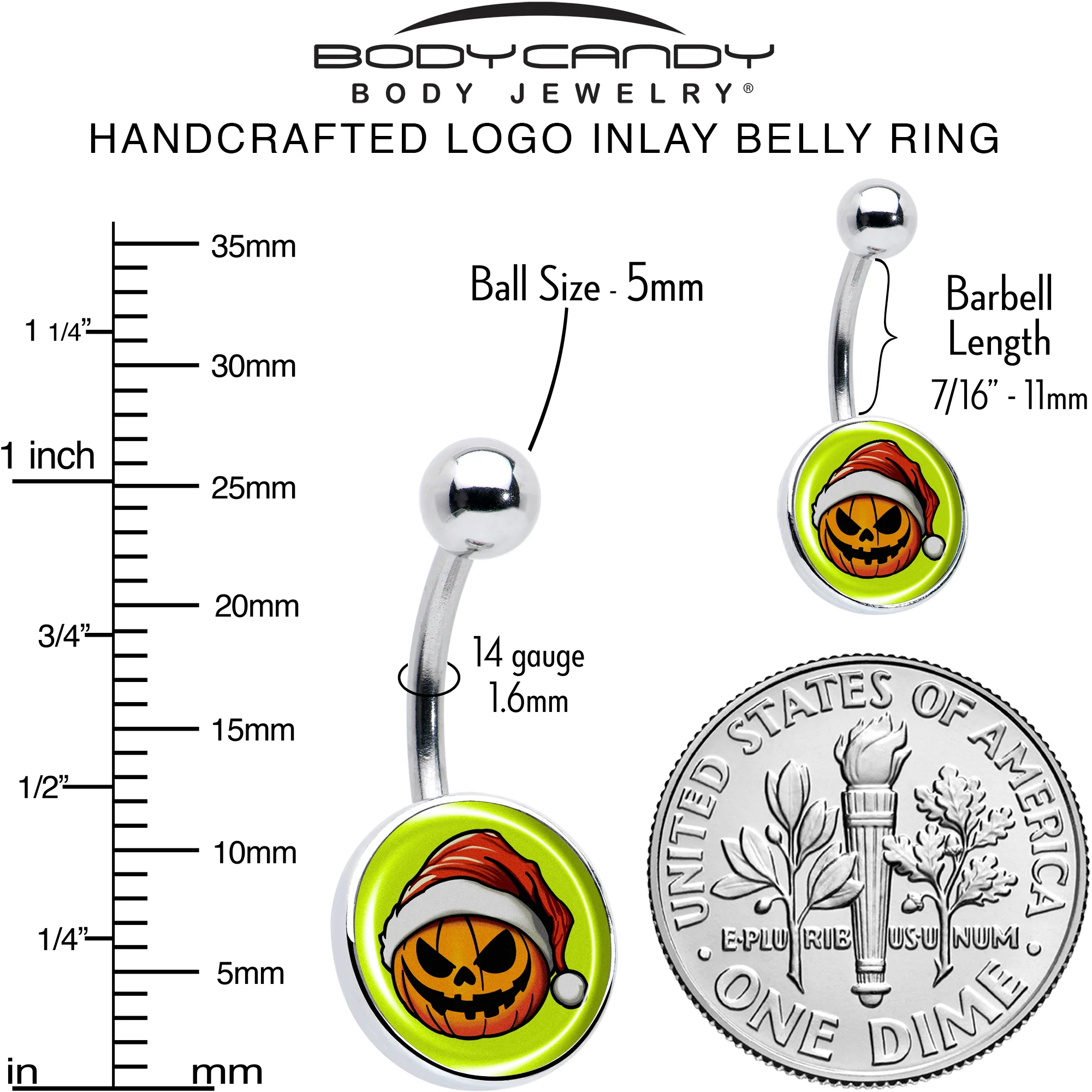 Christmas Holiday Santa Hat Pumpkin Belly Ring by Onyx O - Image 6