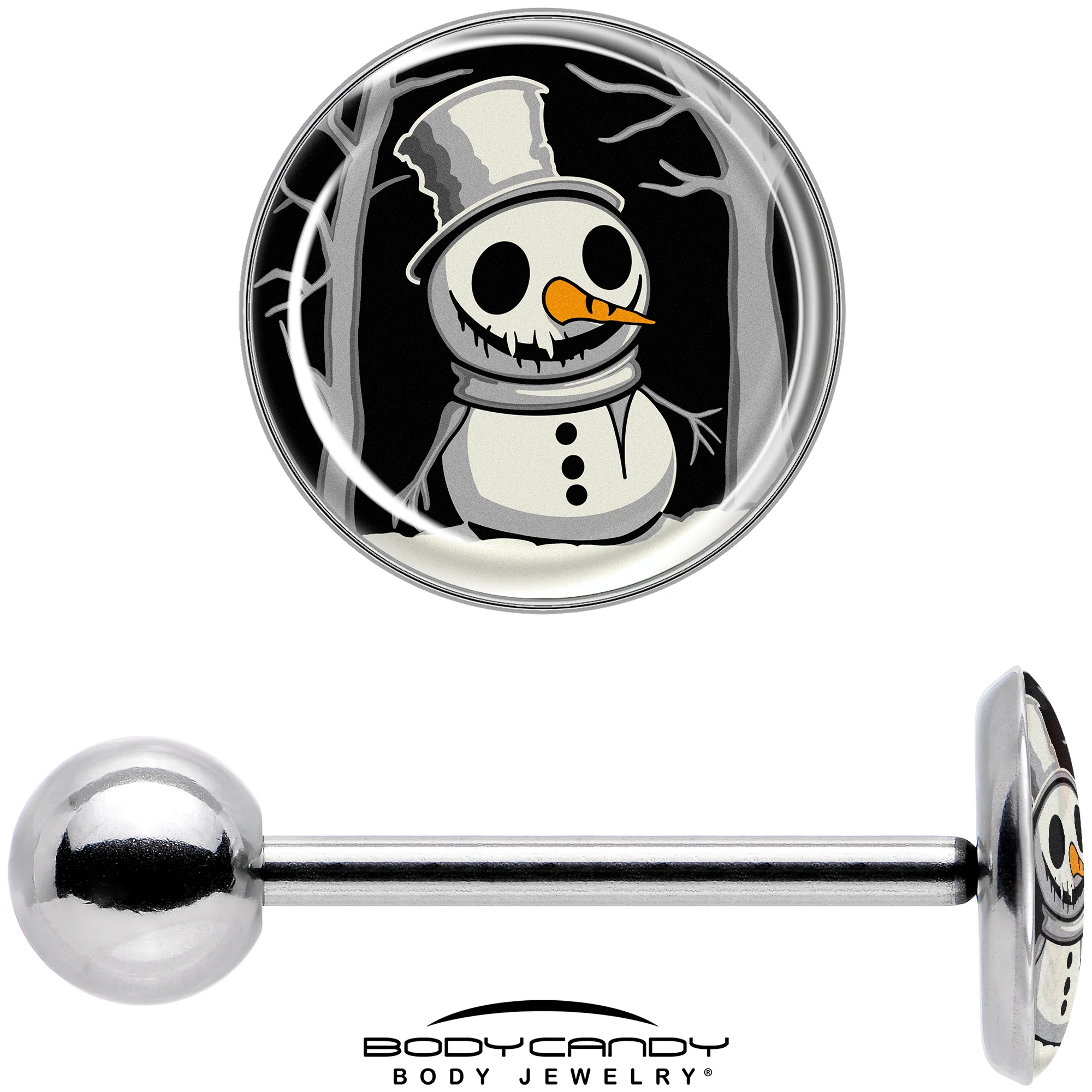 Christmas Holiday Spooky Snowman Barbell Tongue Ring by Onyx O - Image 7