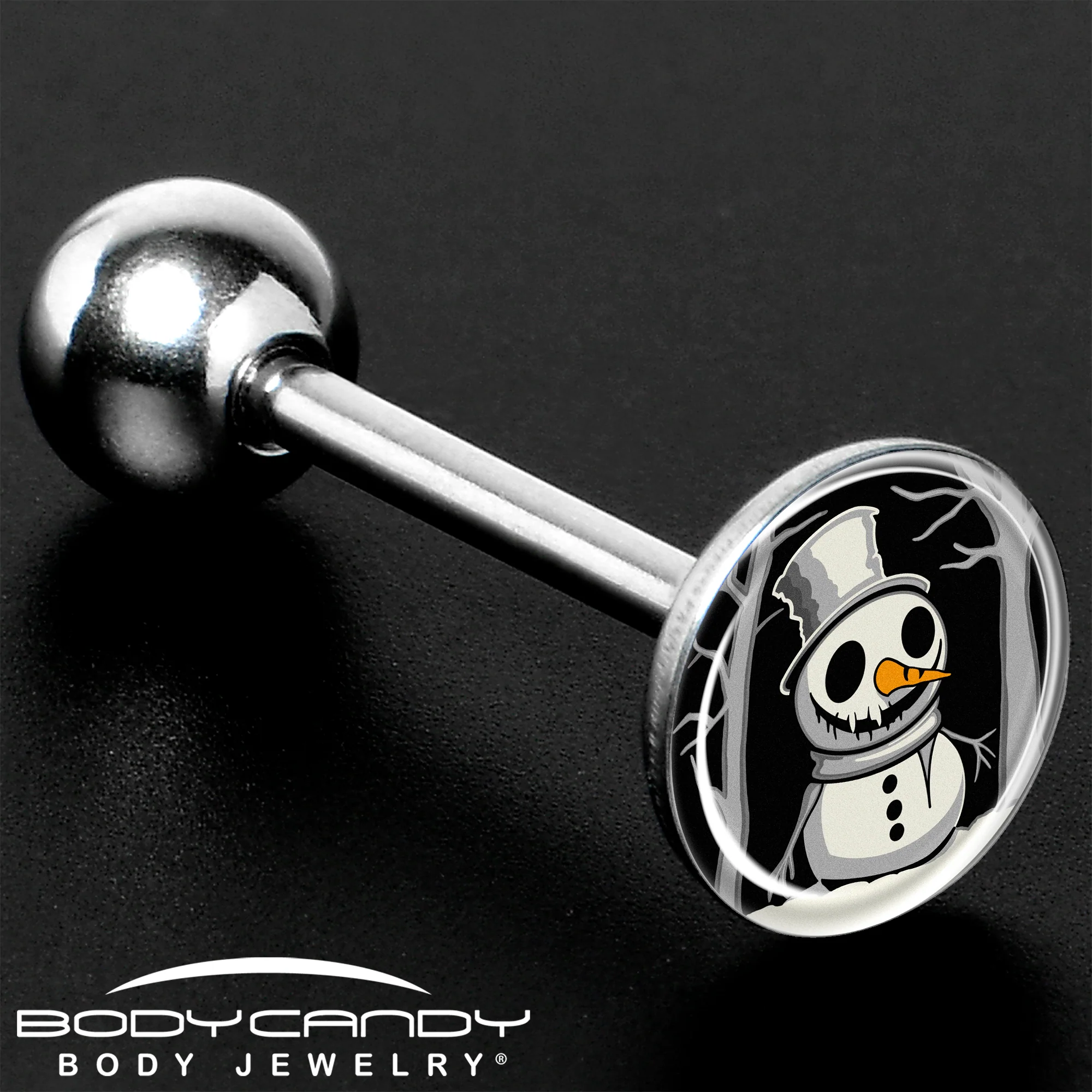 Christmas Holiday Spooky Snowman Barbell Tongue Ring by Onyx O - Image 8