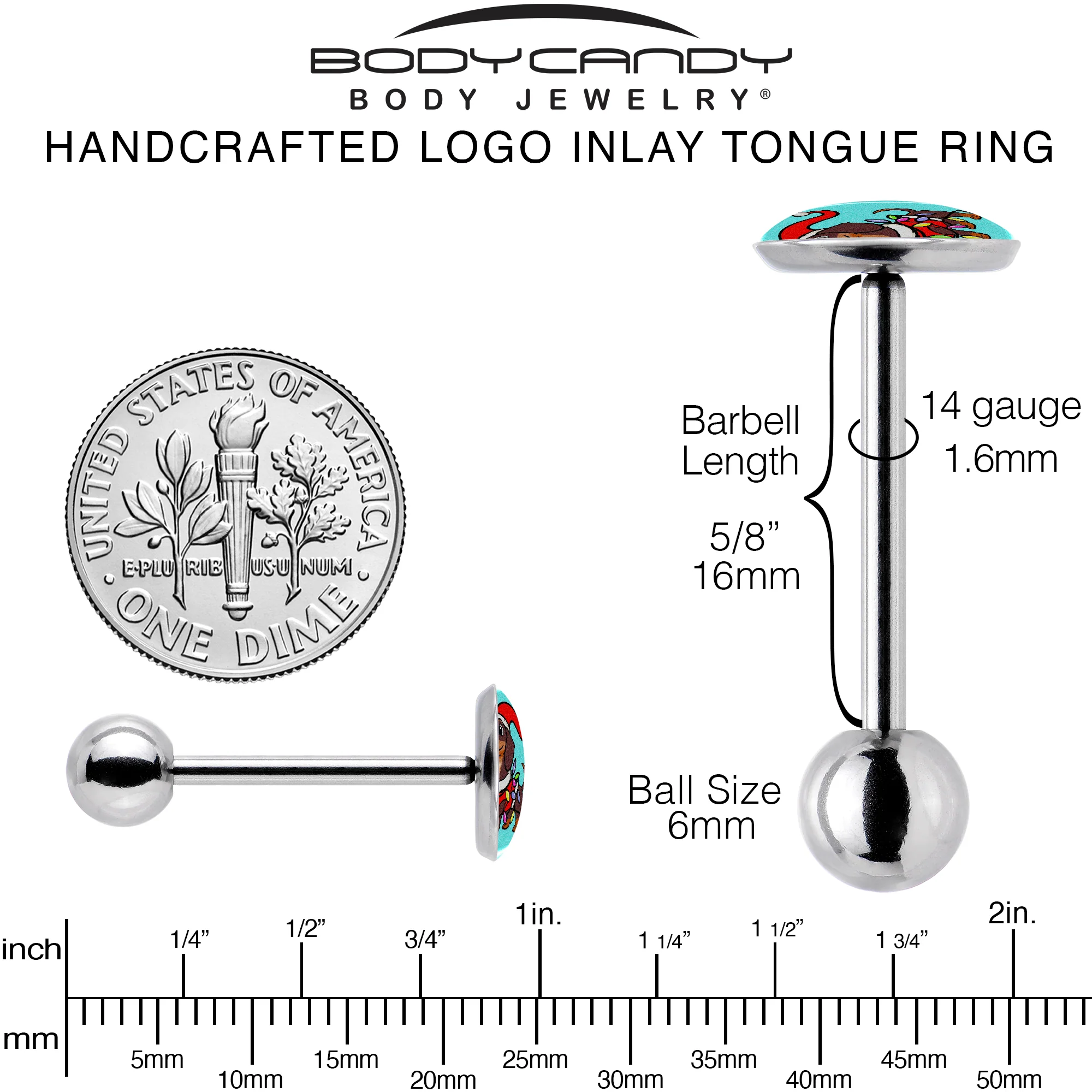 Christmas Holiday Weiner Dog Barbell Tongue Ring by Onyx O - Image 5