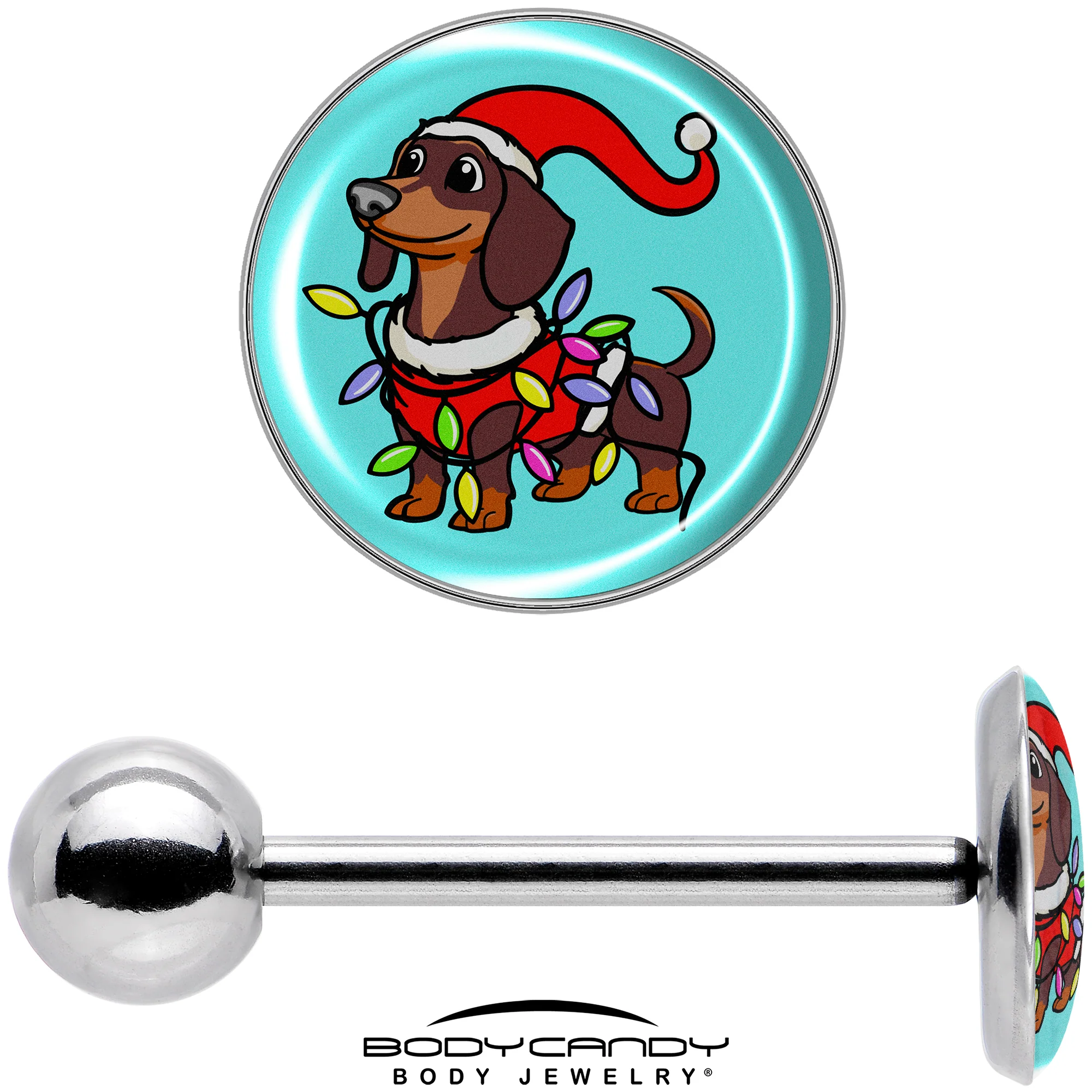Christmas Holiday Weiner Dog Barbell Tongue Ring by Onyx O - Image 7