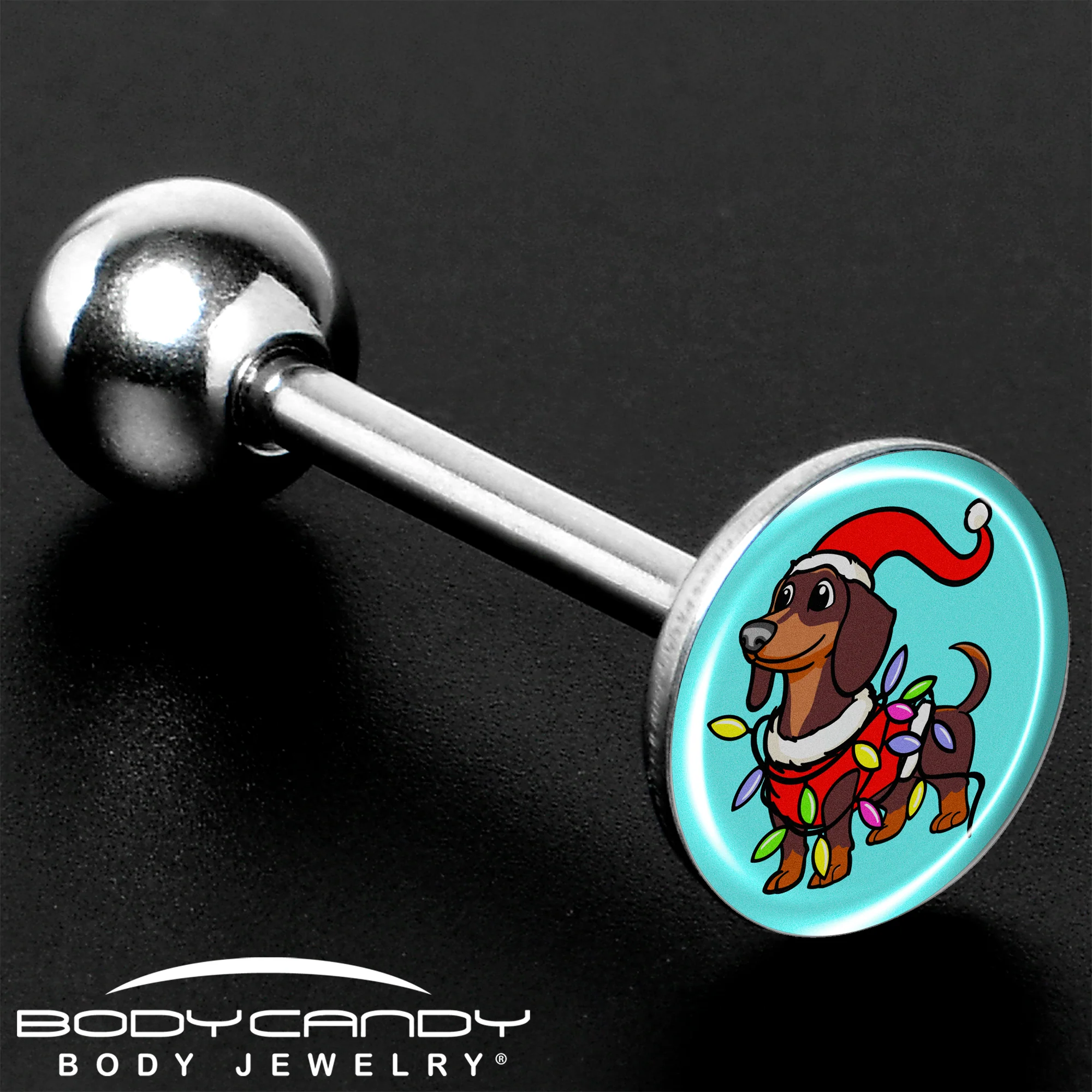 Christmas Holiday Weiner Dog Barbell Tongue Ring by Onyx O - Image 8