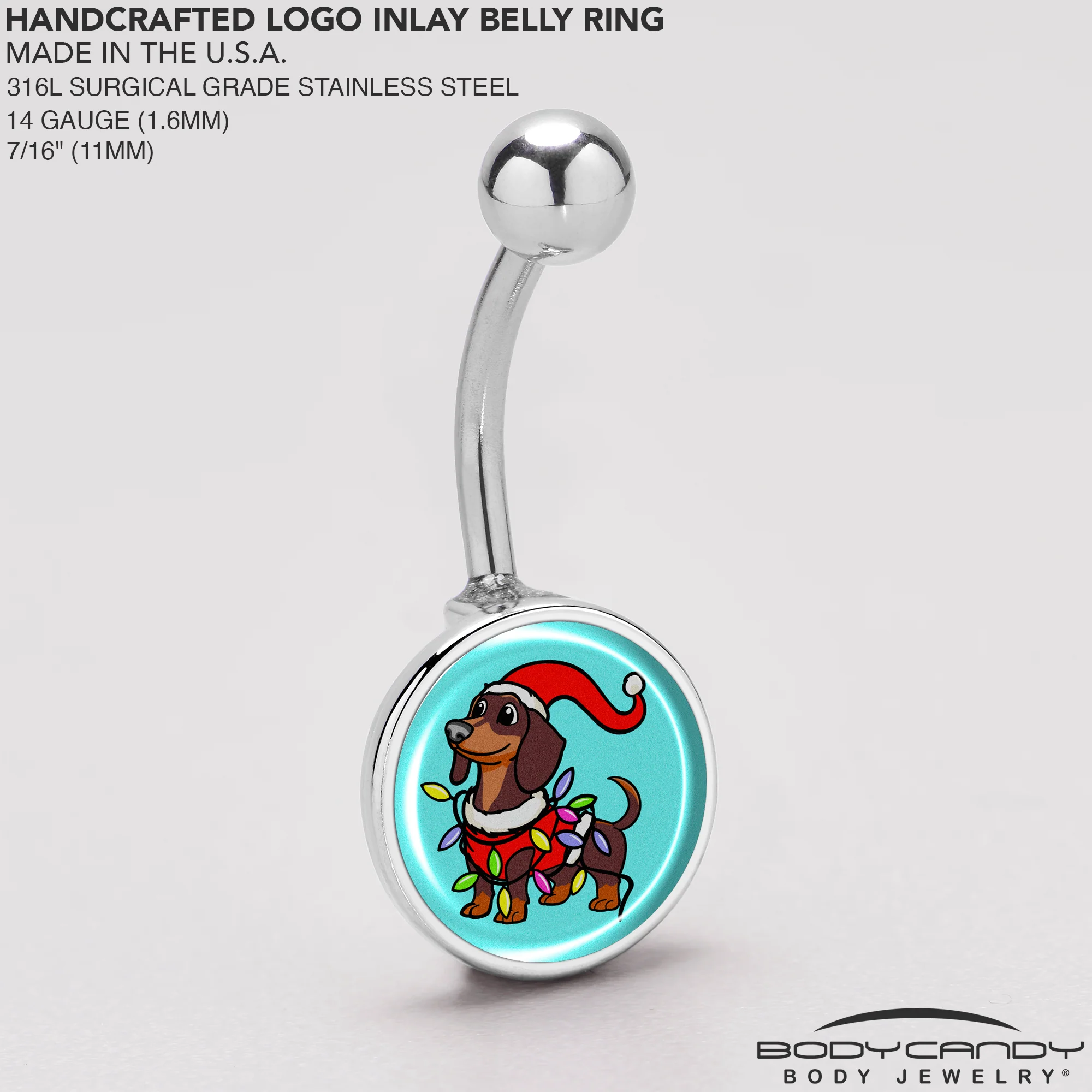 Christmas Holiday Weiner Dog Belly Ring by Onyx O - Image 5