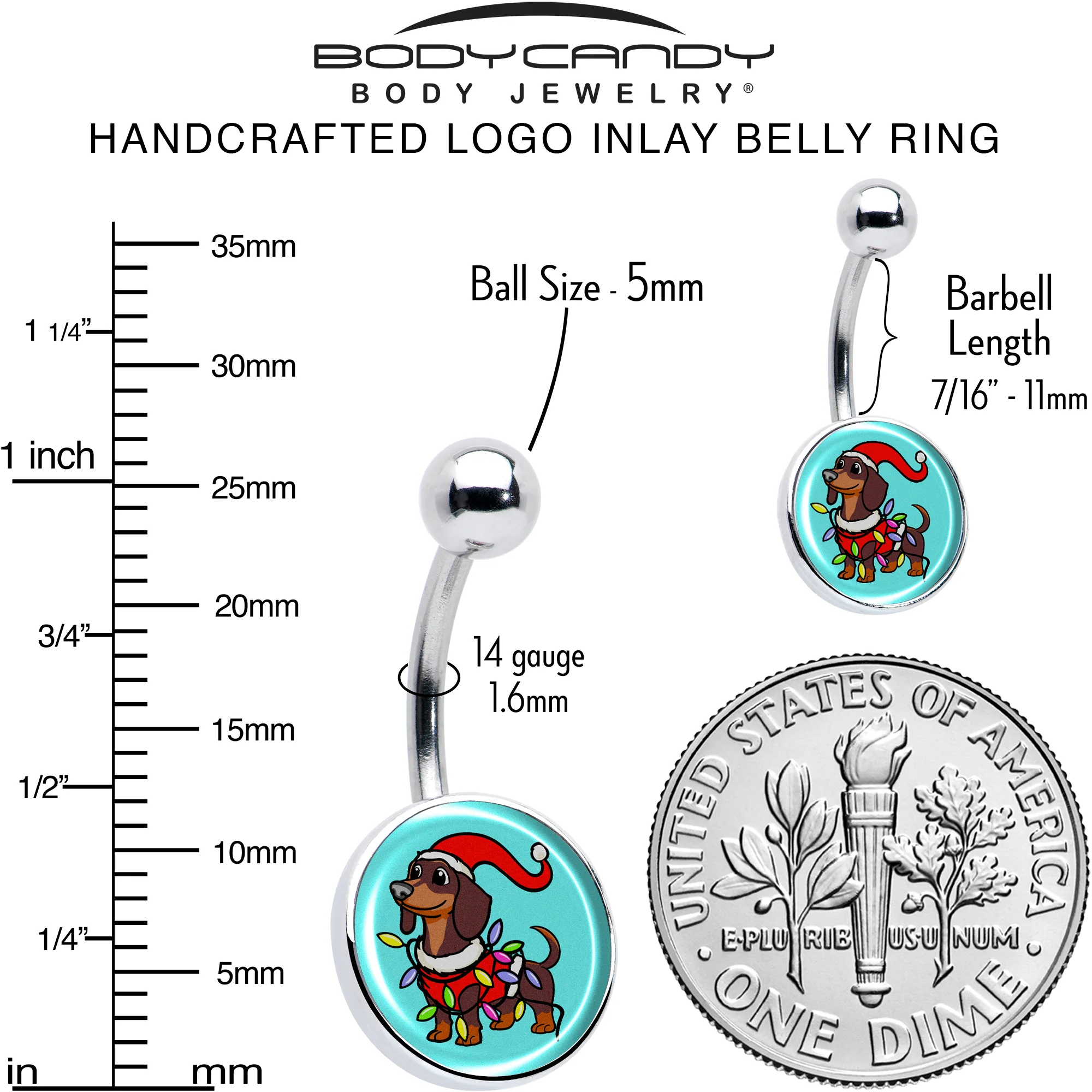 Christmas Holiday Weiner Dog Belly Ring by Onyx O - Image 6