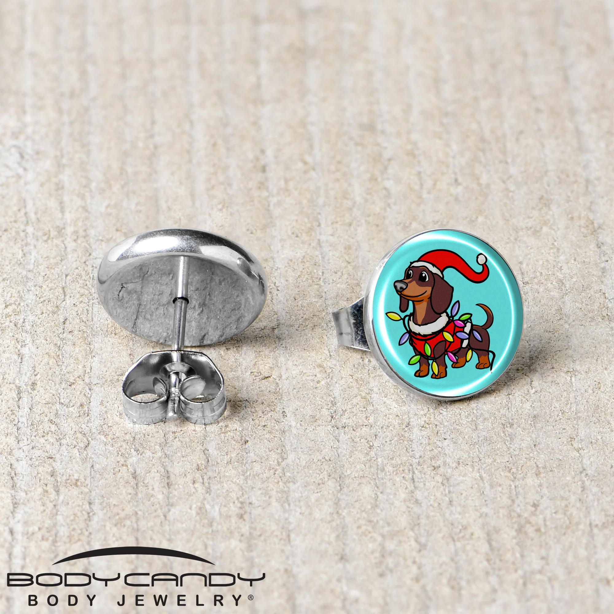 Christmas Holiday Weiner Dog Stud Earrings by Onyx O - Image 5