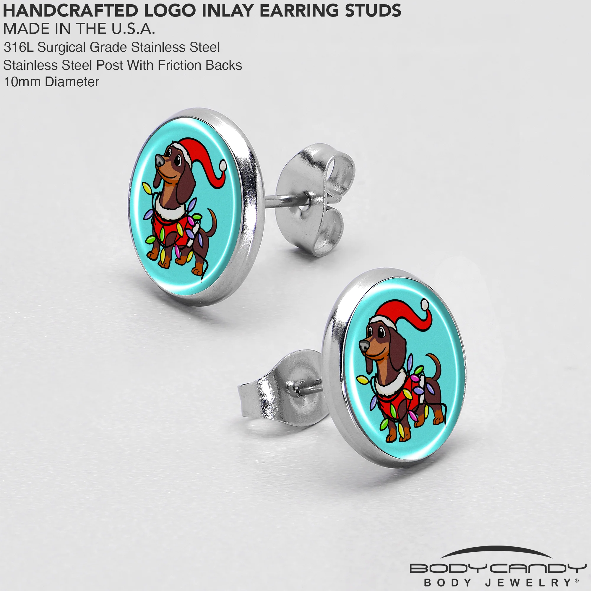 Christmas Holiday Weiner Dog Stud Earrings by Onyx O - Image 7