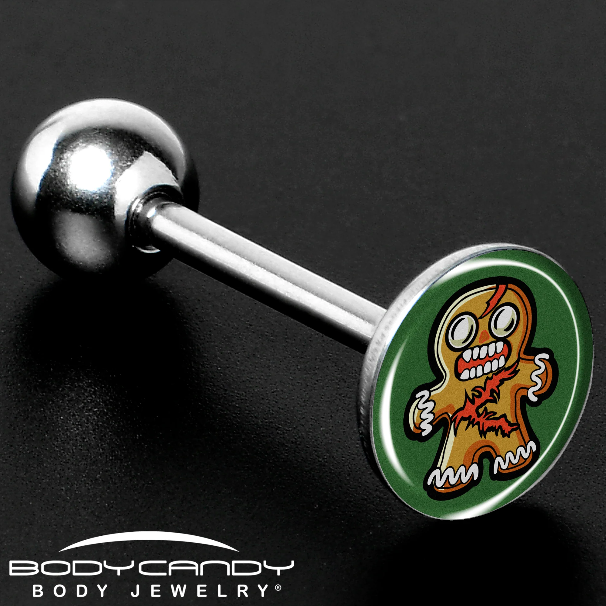 Christmas Holiday Zombie Gingergread Man Barbell Tongue Ring by Onyx O - Image 8
