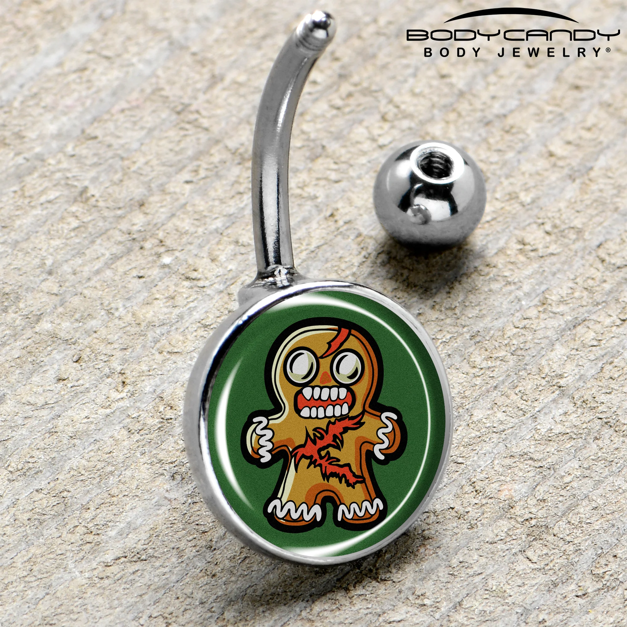 Christmas Holiday Zombie Gingergread Man Belly Ring by Onyx O - Image 4