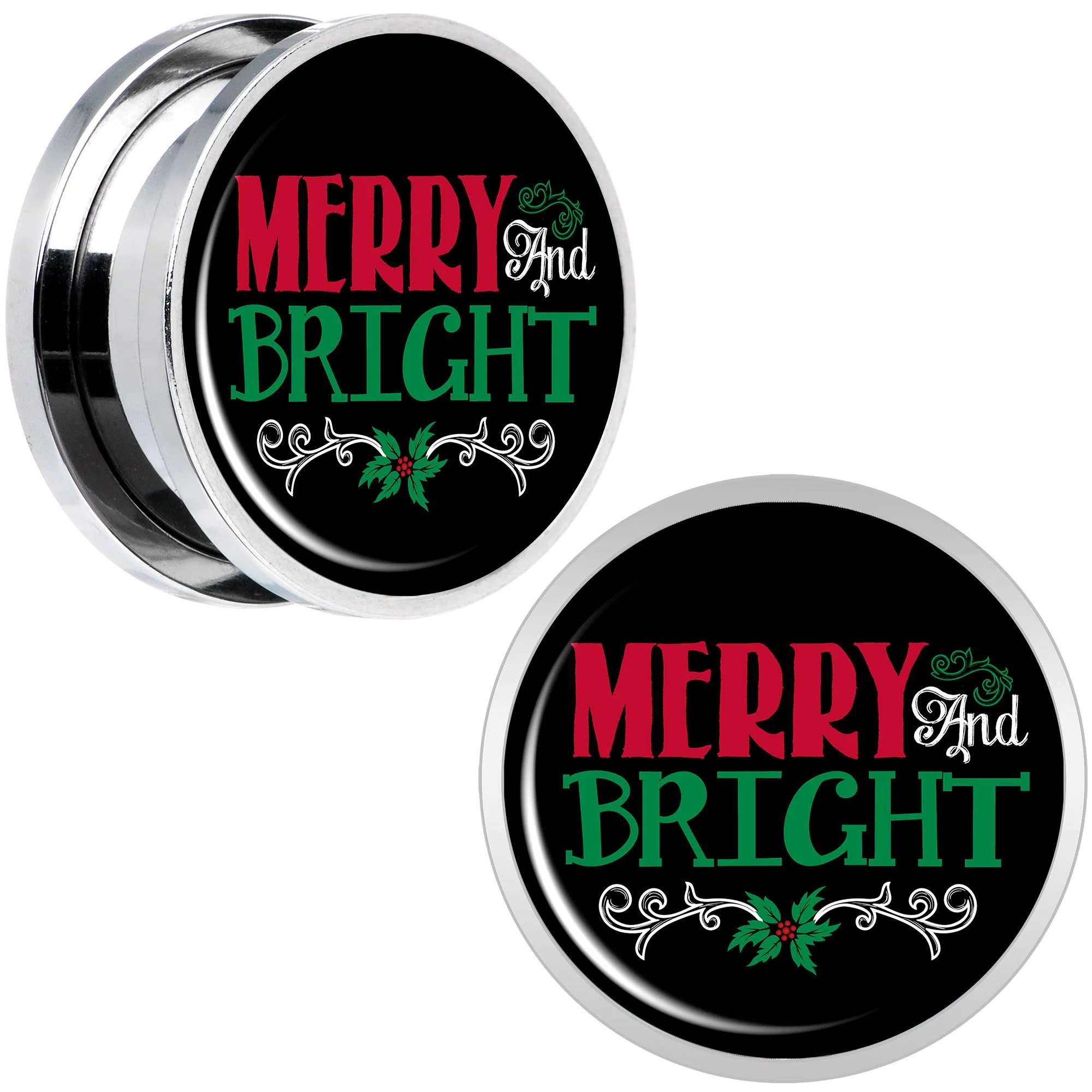 Christmas Merry and Bright Screw Fit Plug Set Sizes 6mm to 20mm - Image 7