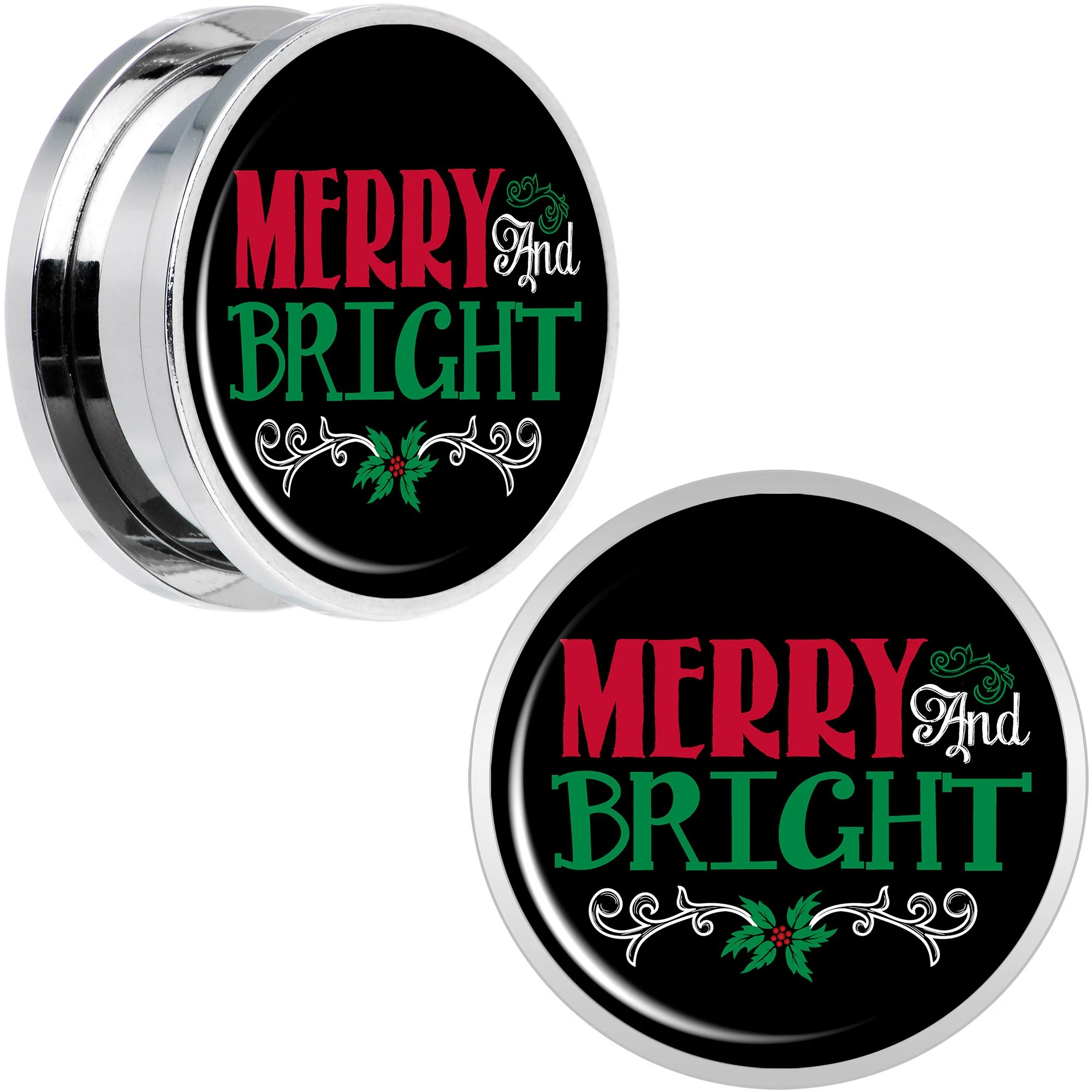 Christmas Merry and Bright Screw Fit Plug Set Sizes 6mm to 20mm - Image 8