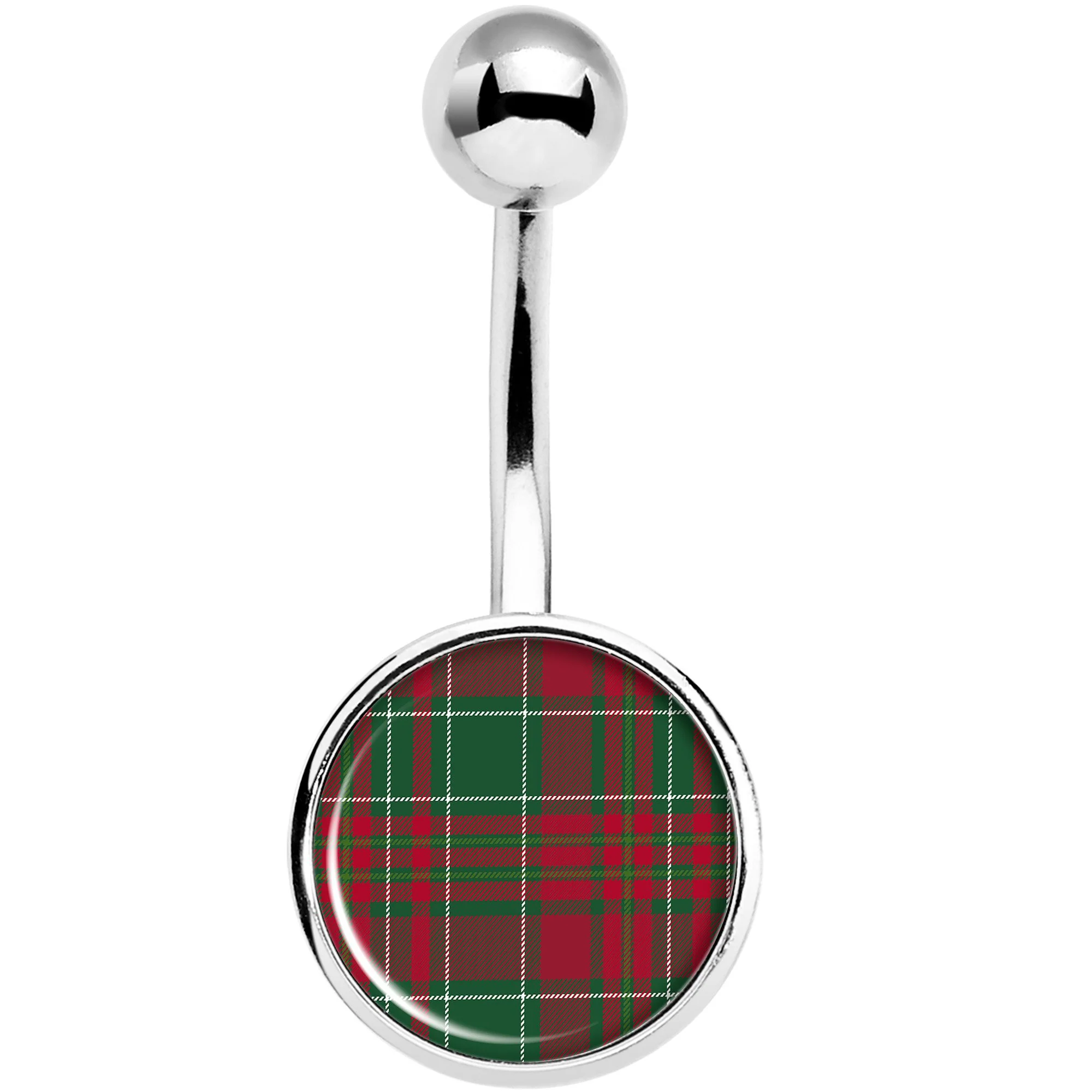 Christmas Red Green Plaid Belly Ring - Image 2