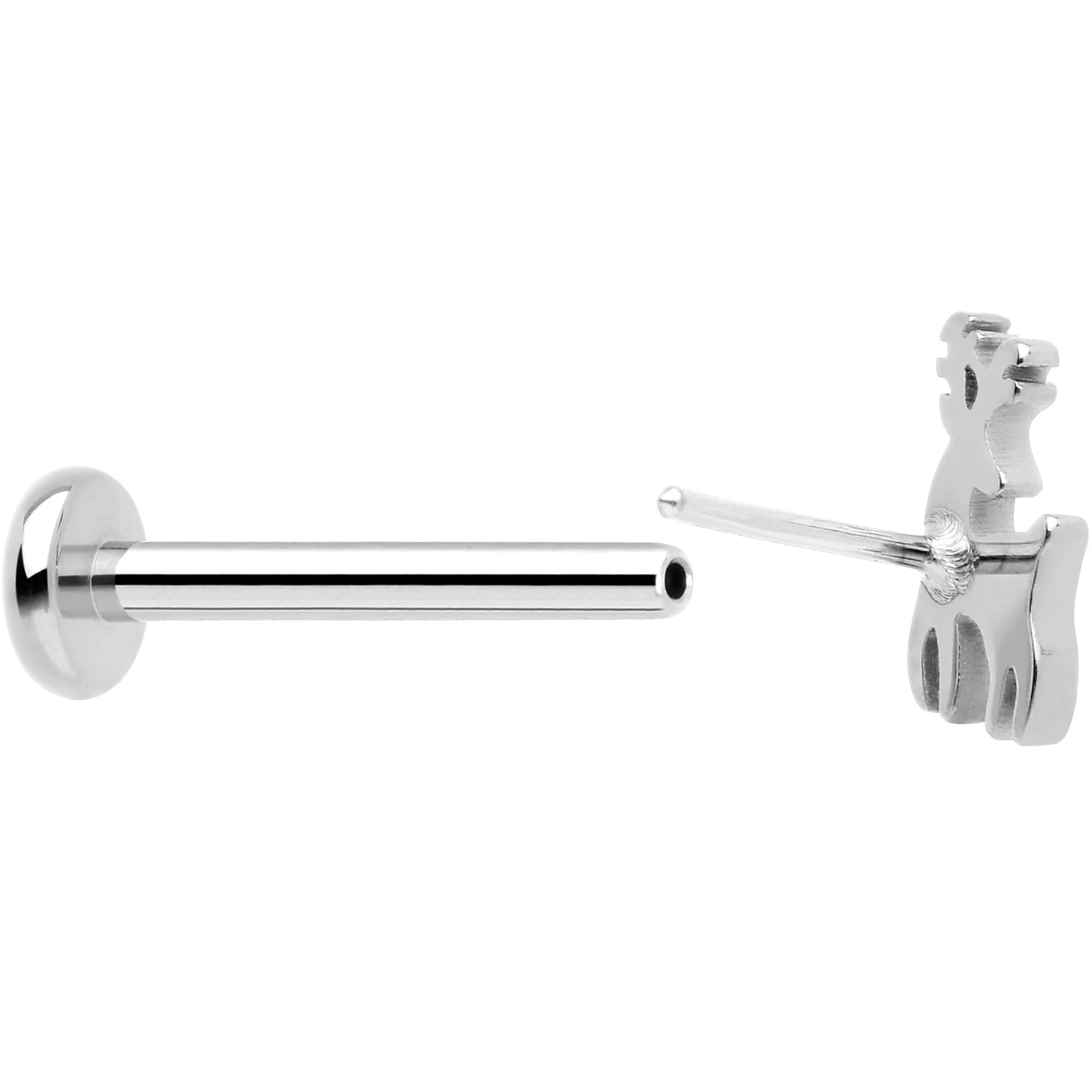 Christmas Reindeer 18G Titanium Threadless Push In Nose Ring Stud - Image 2