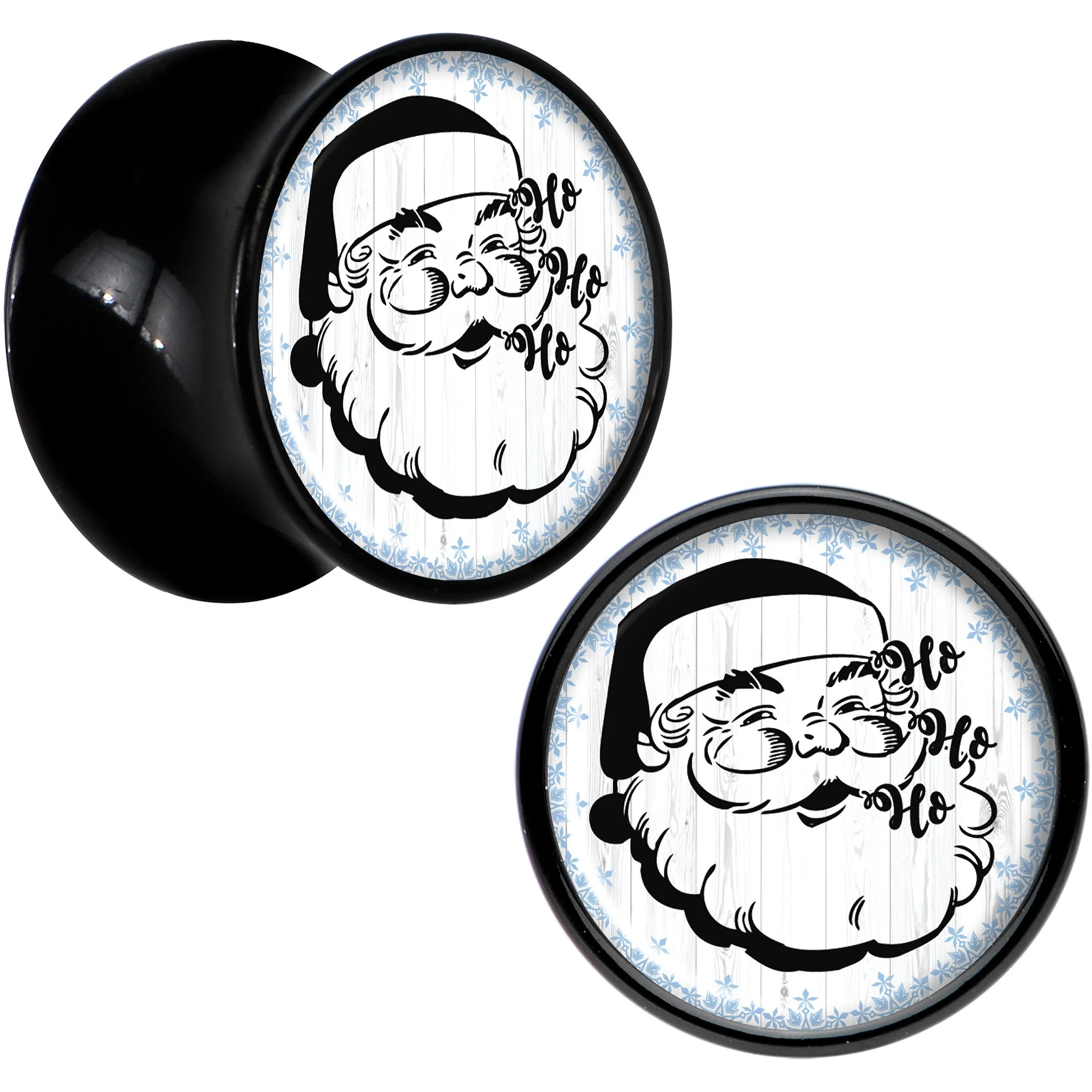 Christmas Retro Santa Ho Ho Ho Black Acrylic Saddle Plug Set Sizes 5mm to 20mm - Image 5