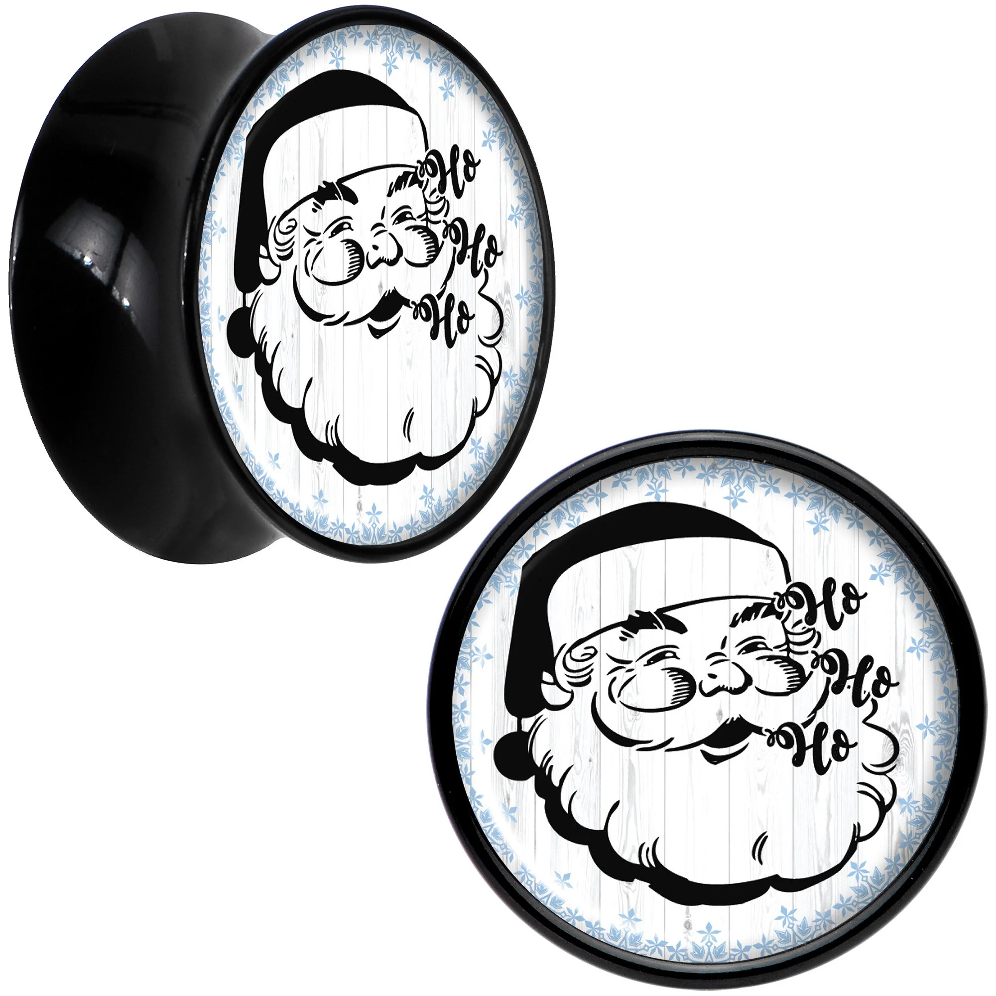 Christmas Retro Santa Ho Ho Ho Black Acrylic Saddle Plug Set Sizes 5mm to 20mm - Image 6
