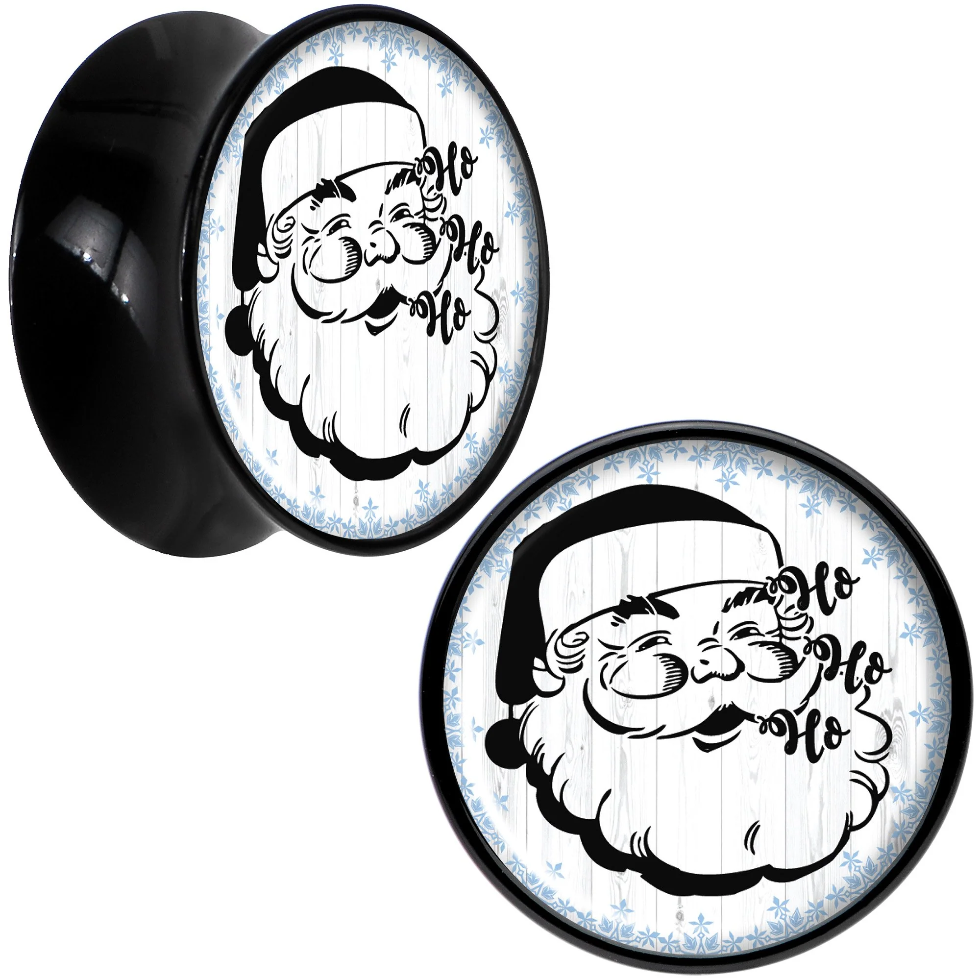 Christmas Retro Santa Ho Ho Ho Black Acrylic Saddle Plug Set Sizes 5mm to 20mm - Image 7