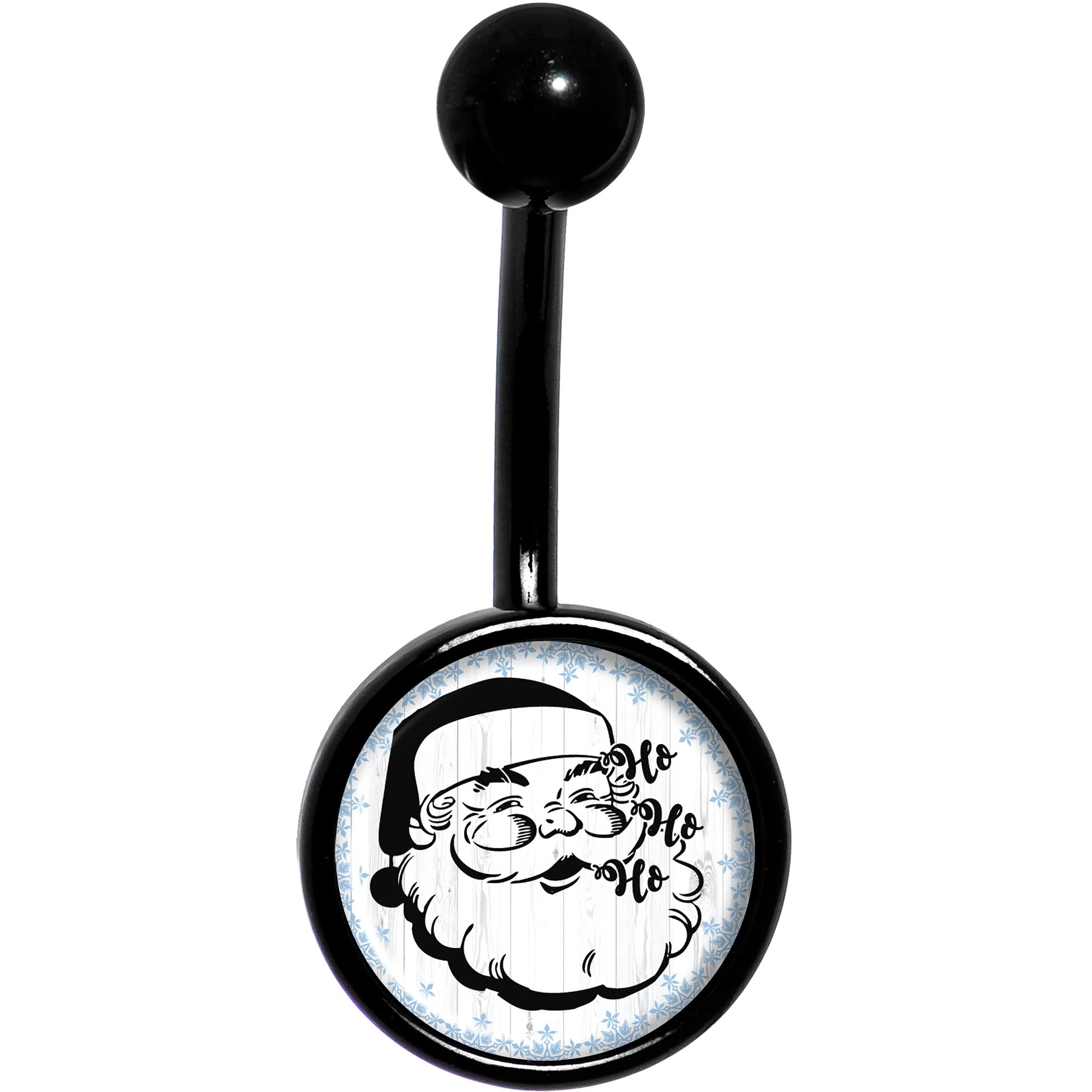 Christmas Retro Santa Ho Ho Ho Black Belly Ring - Image 2