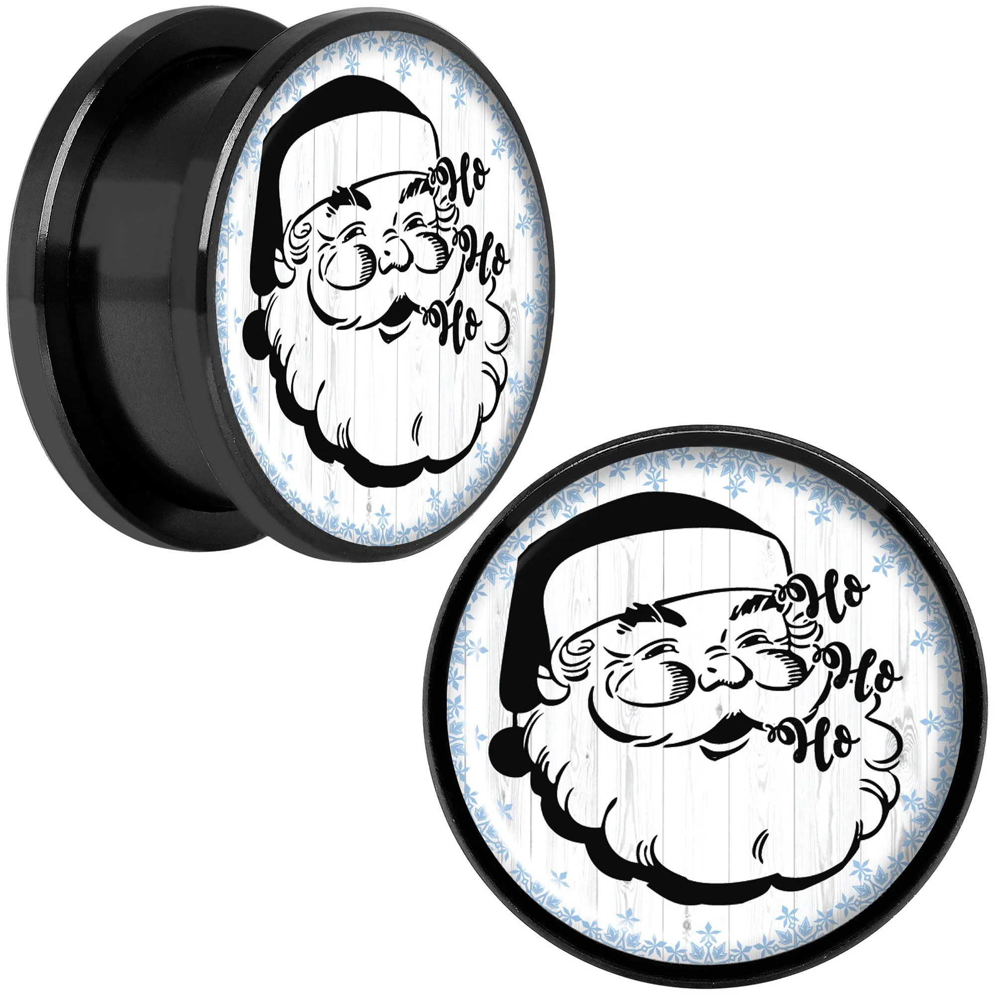 Christmas Retro Santa Ho Ho Ho Black Screw Fit Plug Set Sizes 5mm to 20mm - Image 8