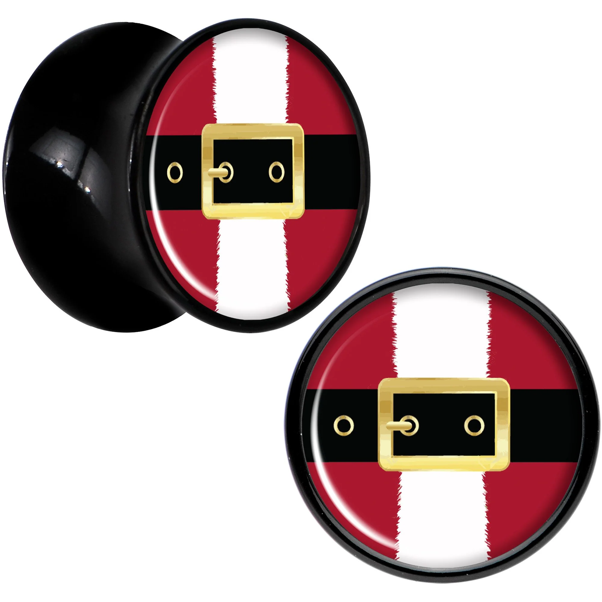 Christmas Santa Suit Black Acrylic Saddle Plug Set Sizes 5mm to 20mm - Image 5