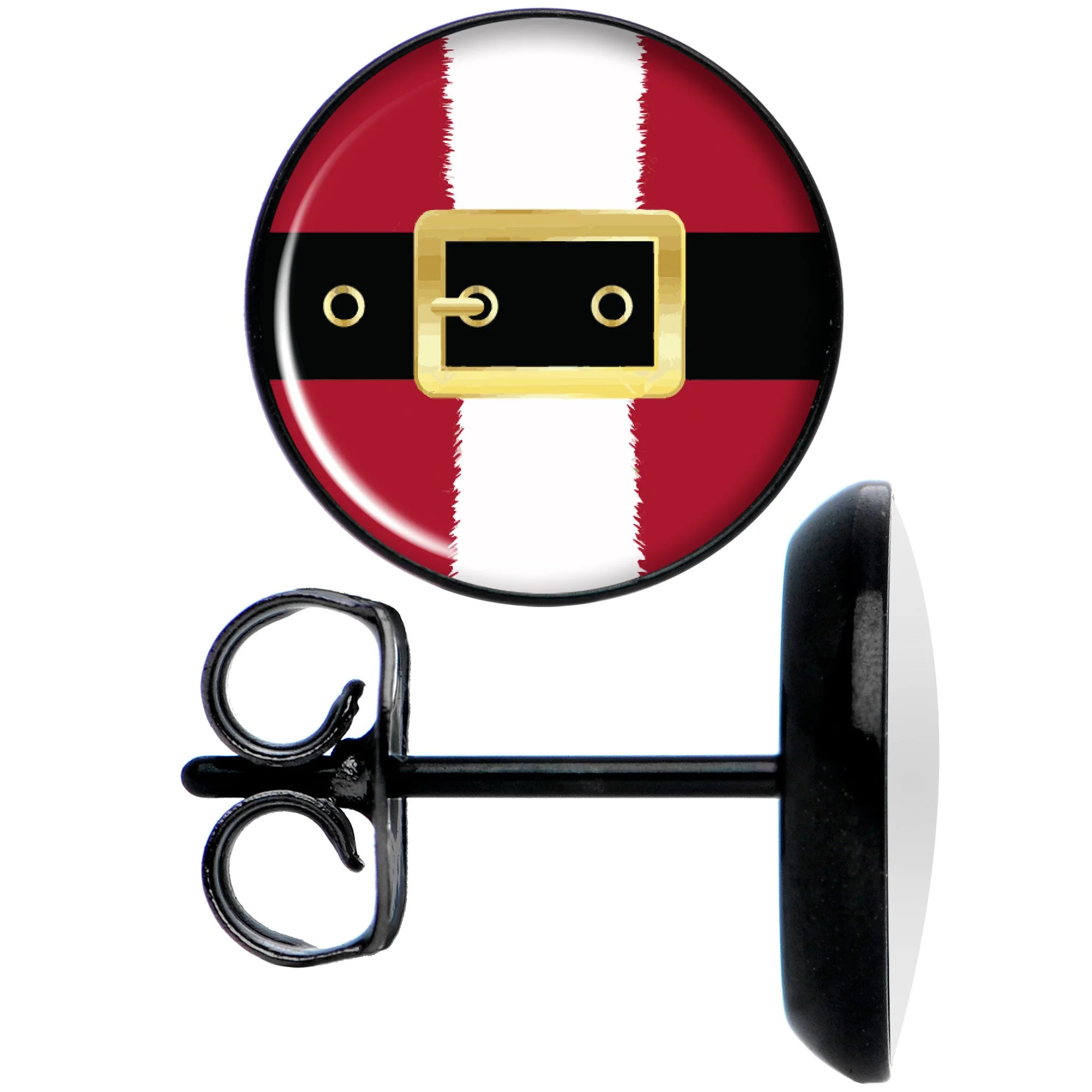 Christmas Santa Suit Black Stud Earrings - Image 2