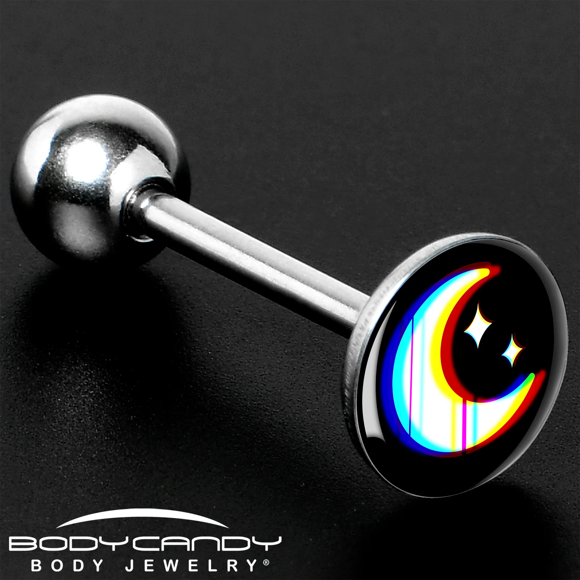 Chromatic Moon Barbell Tongue Ring by Onyx O - Image 8