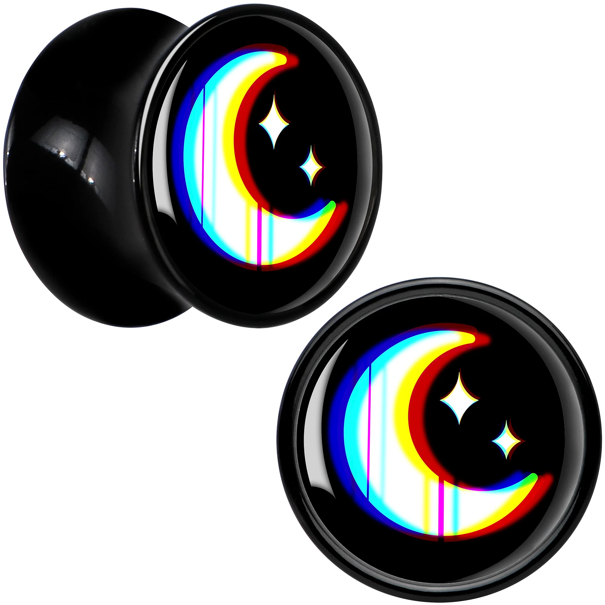 0G Chromatic Moon Black Acrylic Saddle Plug Set by Onyx O - Image 2