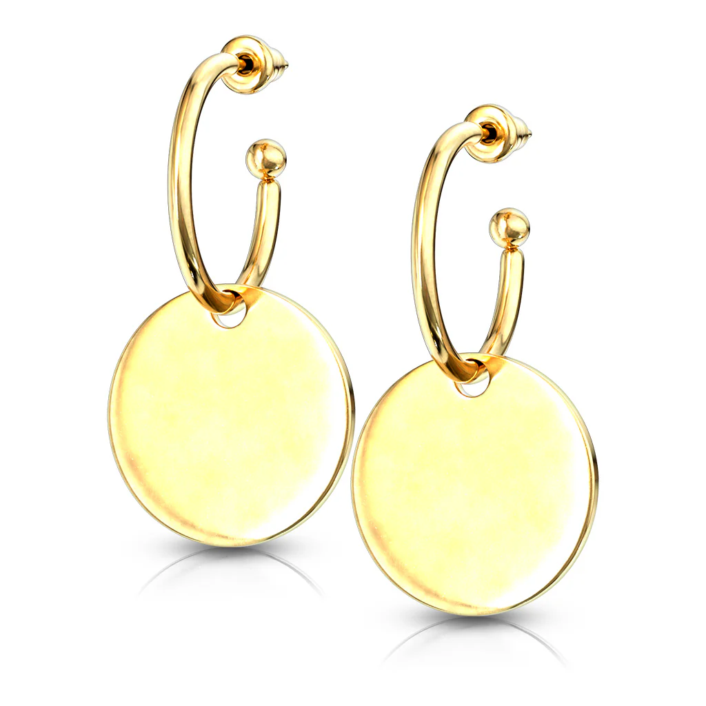 Circular Dangle Stainless Steel Stud Hoop Earrings - Image 5