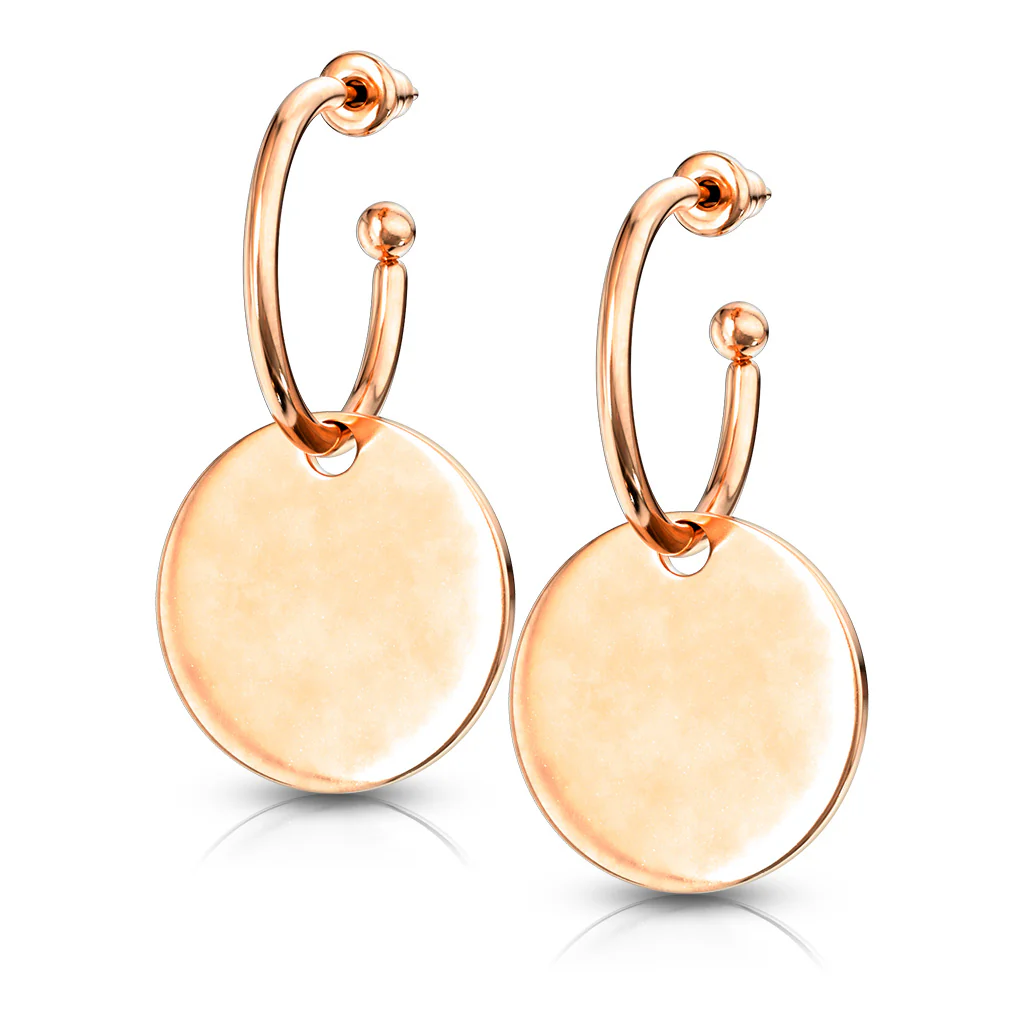 Circular Dangle Stainless Steel Stud Hoop Earrings - Image 6