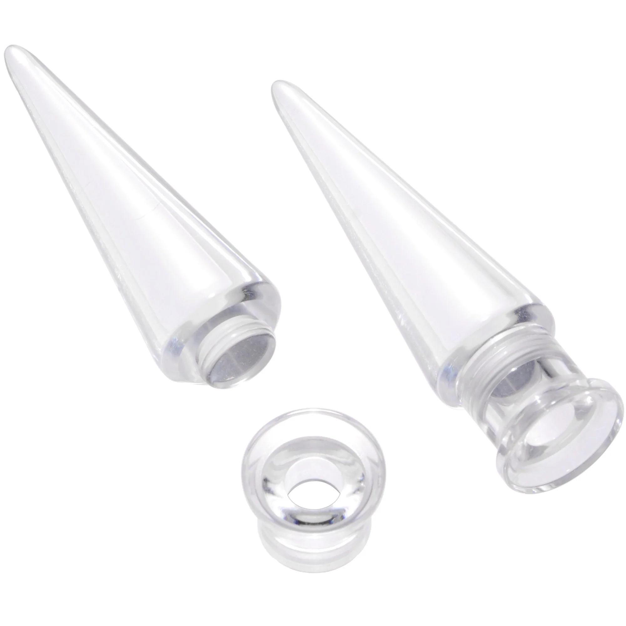 Clear 2 in 1 Interchangeable Screw Fit Plug and Taper Set - Image 2