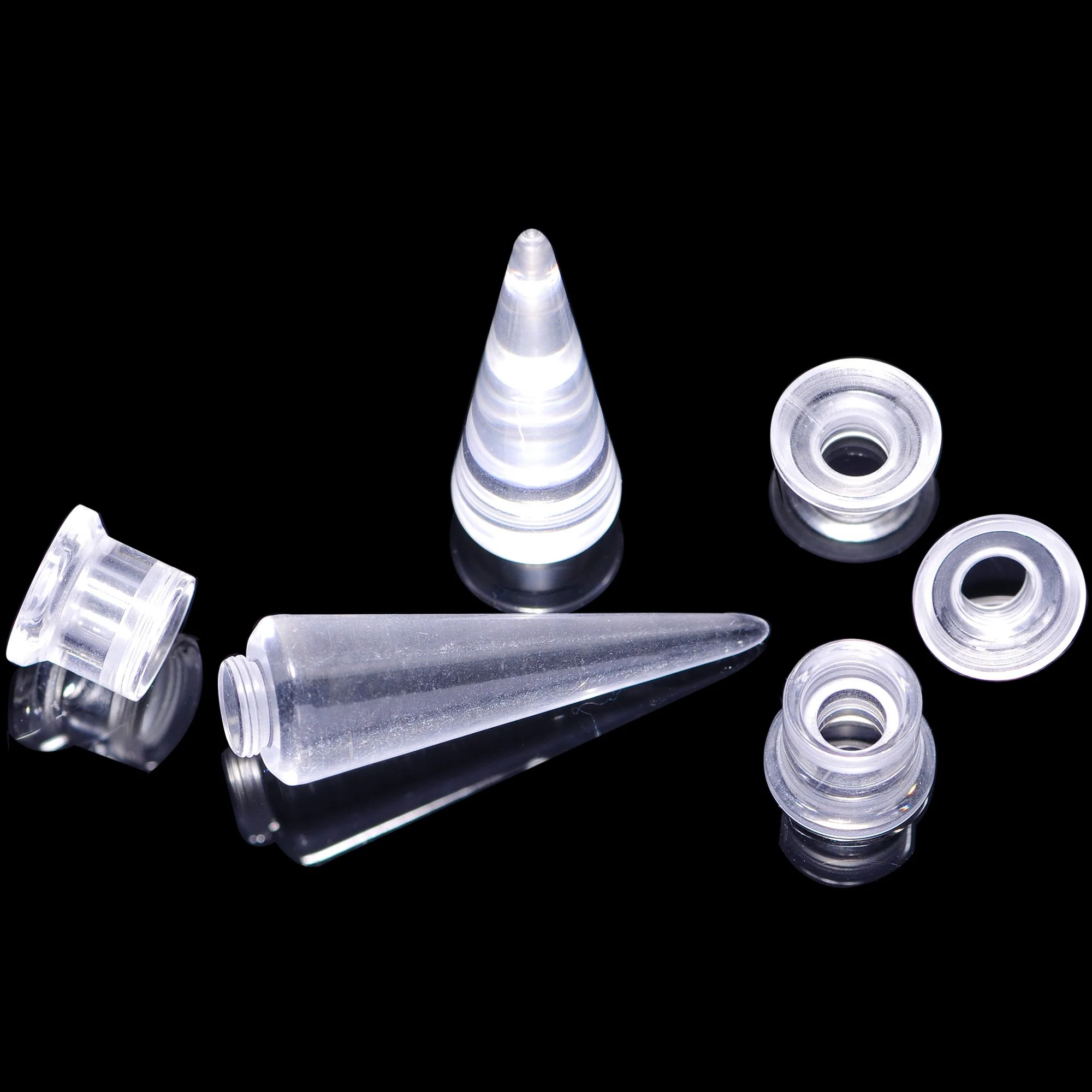 Clear 2 in 1 Interchangeable Screw Fit Plug and Taper Set - Image 6