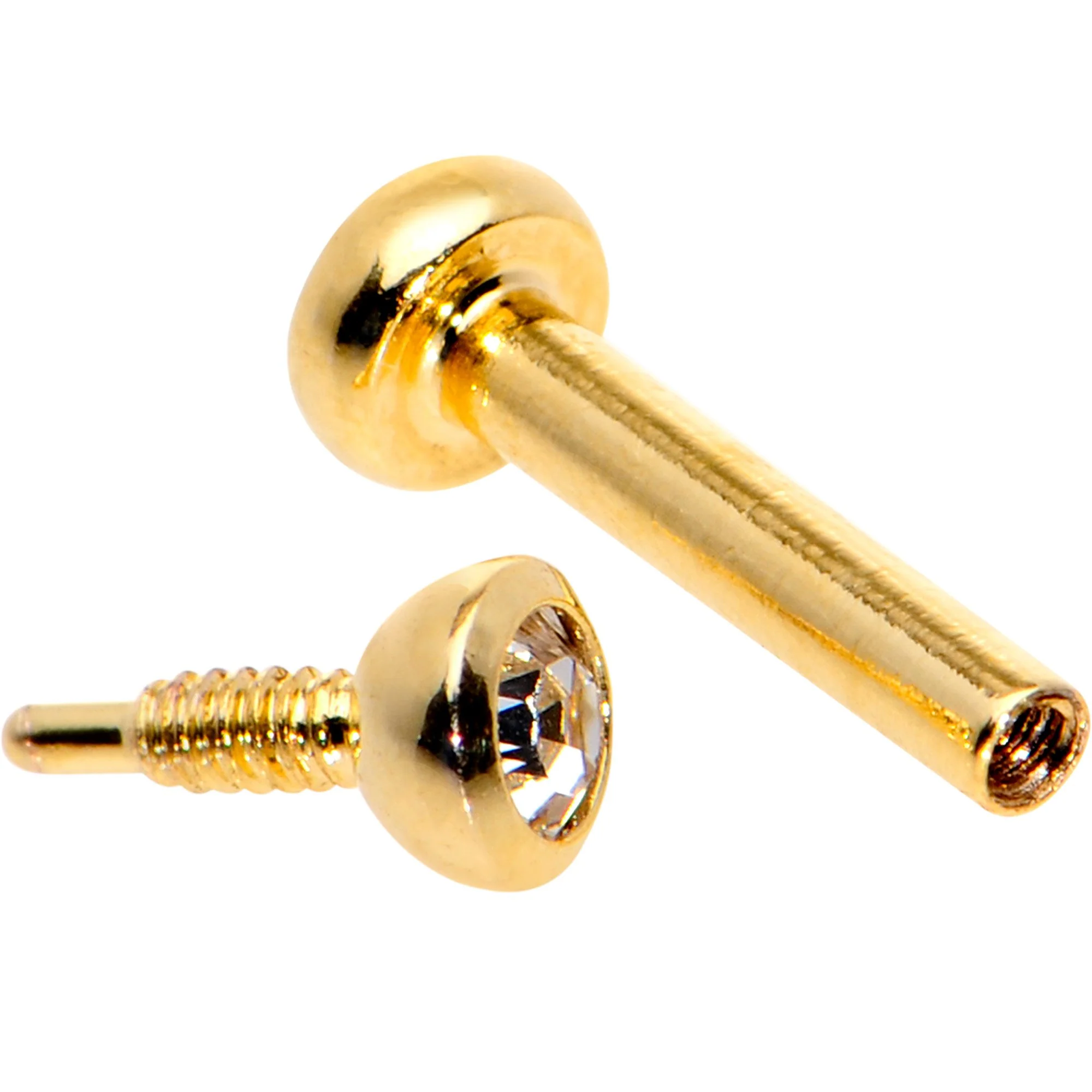 Clear 2mm Gem Gold Tone Internally Threaded Cartilage Earring - Image 3