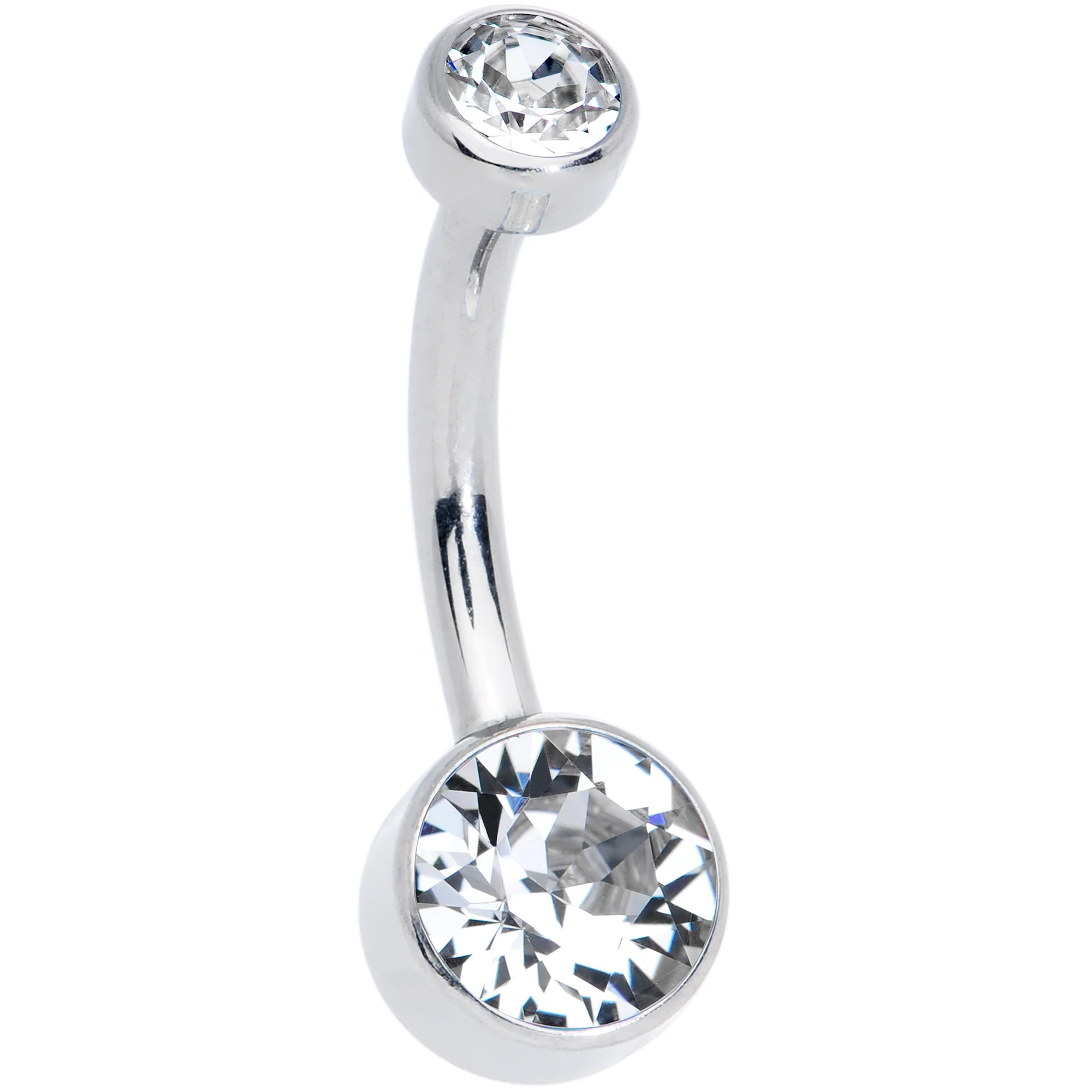 Clear 6mm Titanium Internal Thread Belly Ring Created with Crystals - Image 2