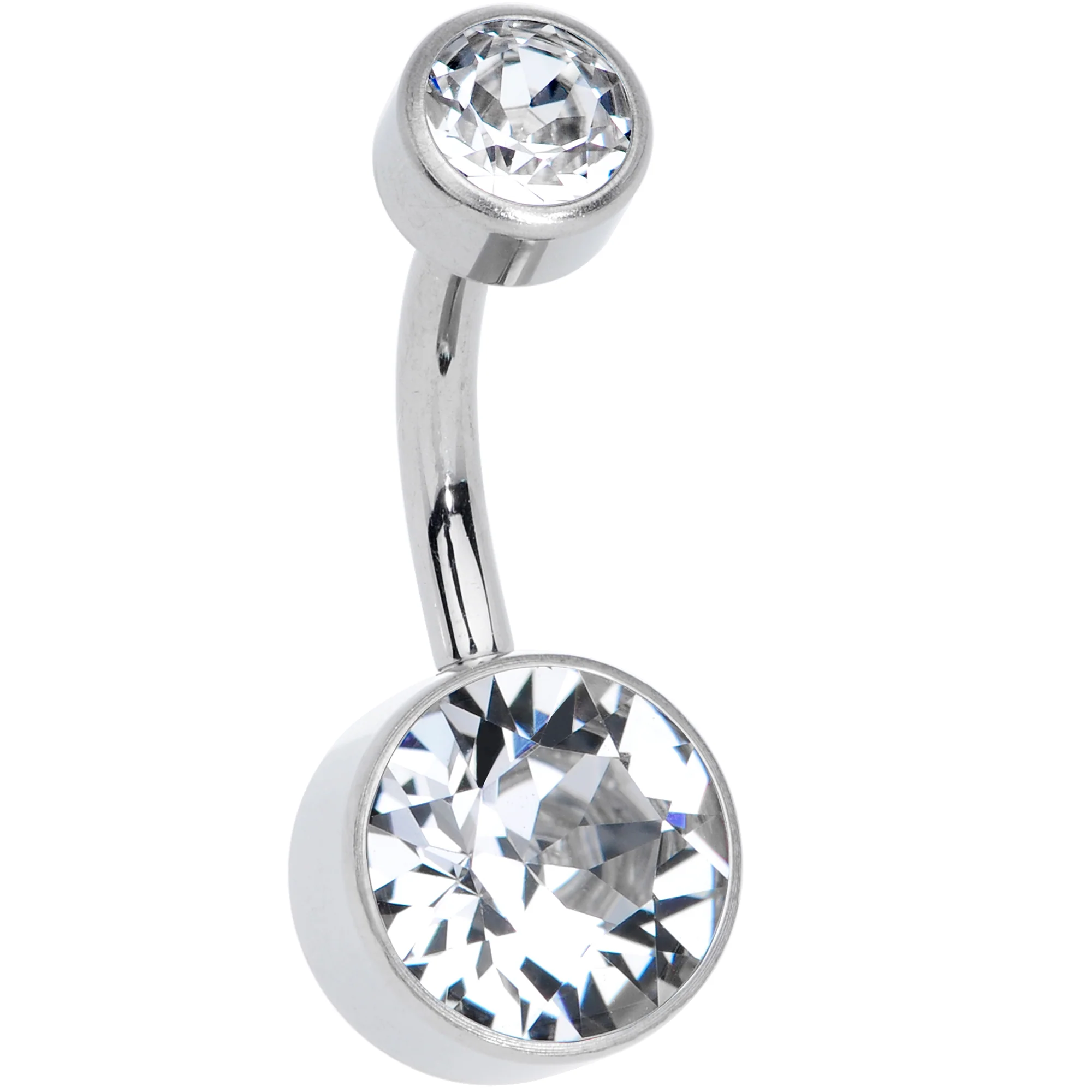 Clear 8mm Titanium Internal Thread Belly Ring Created with Crystals - Image 2