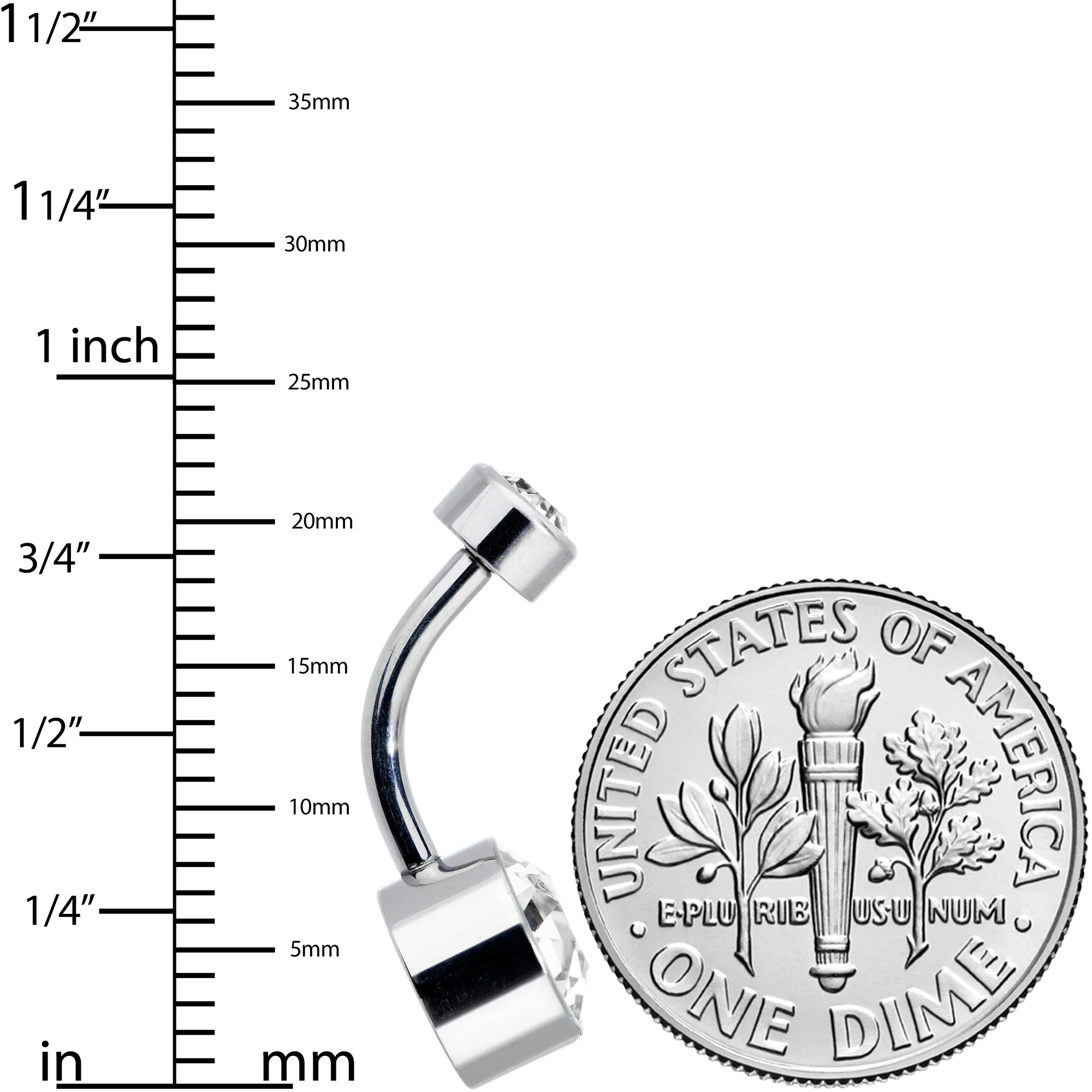 Clear 8mm Titanium Internal Thread Belly Ring Created with Crystals - Image 4